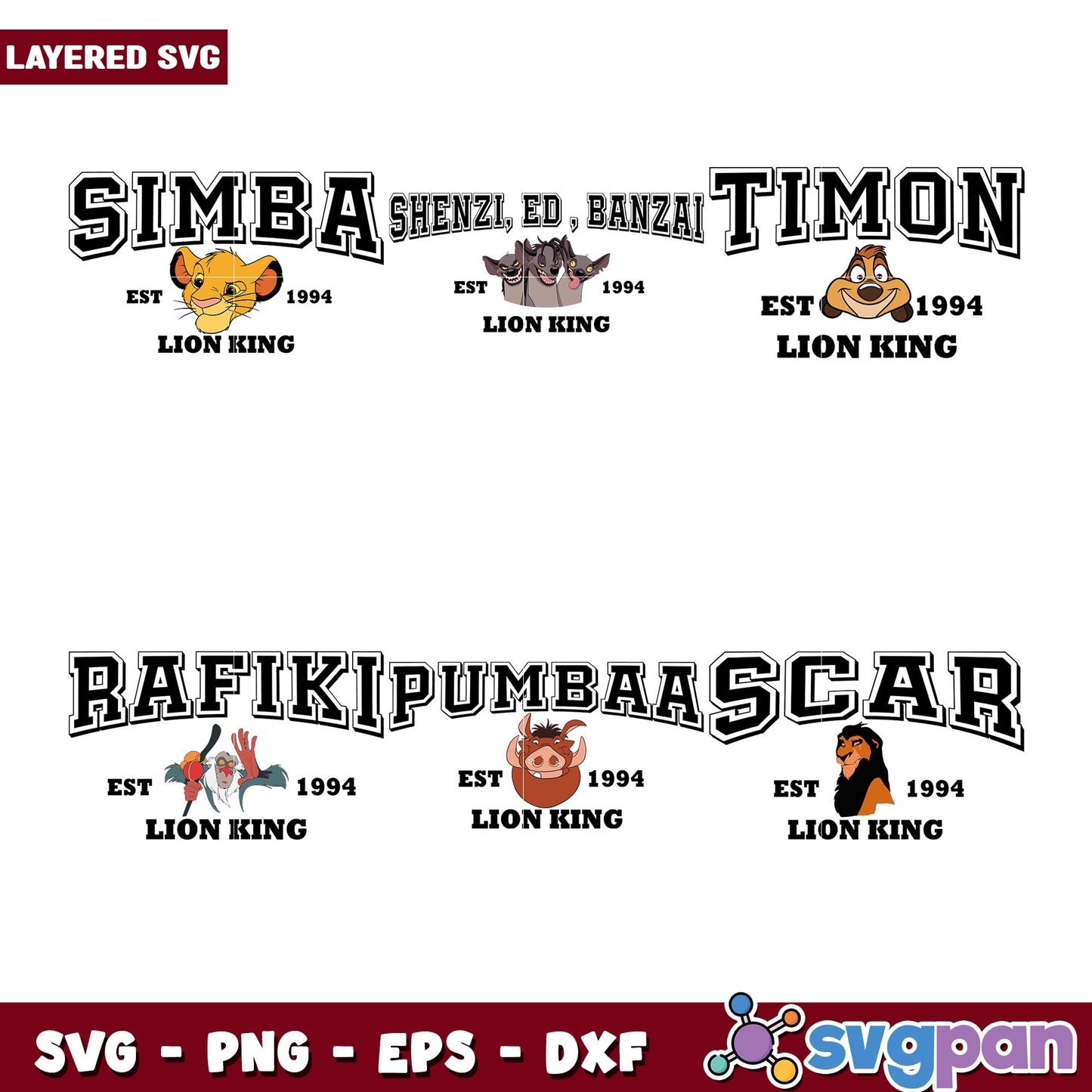 Lion King Character Bundle SVG Designs for Crafts