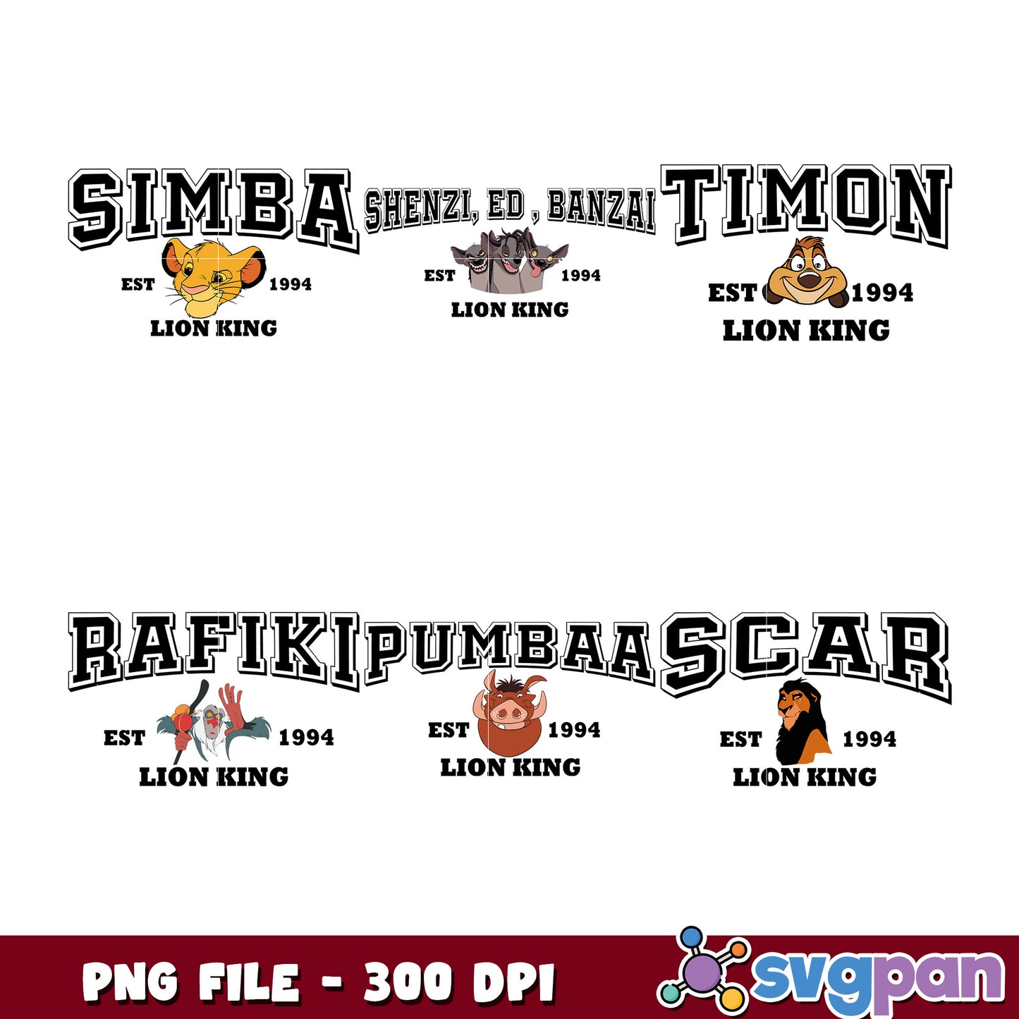 Lion King Characters PNG Bundle 300 DPI