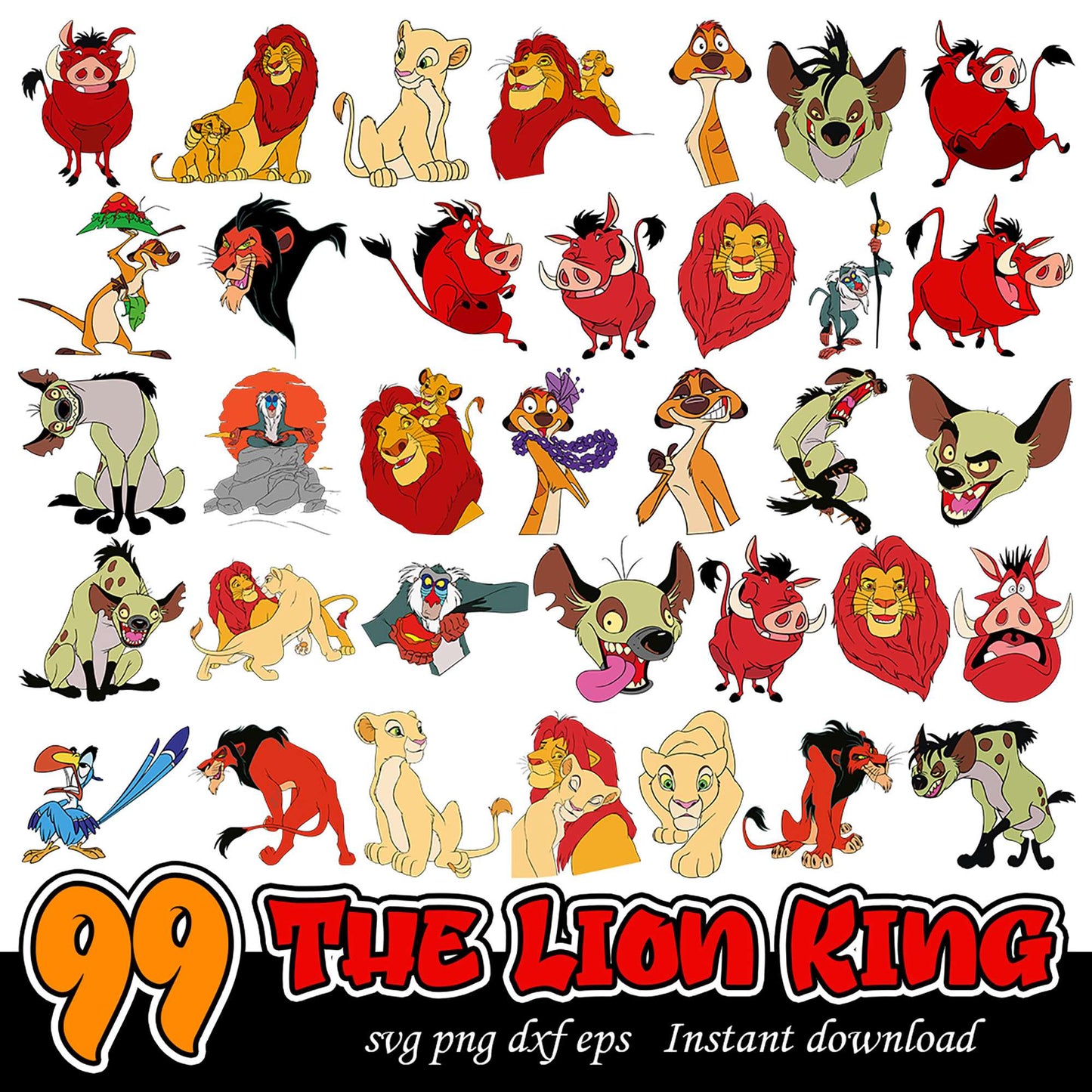 Lion King SVG Bundle with 99 Unique Characters Instant Download
