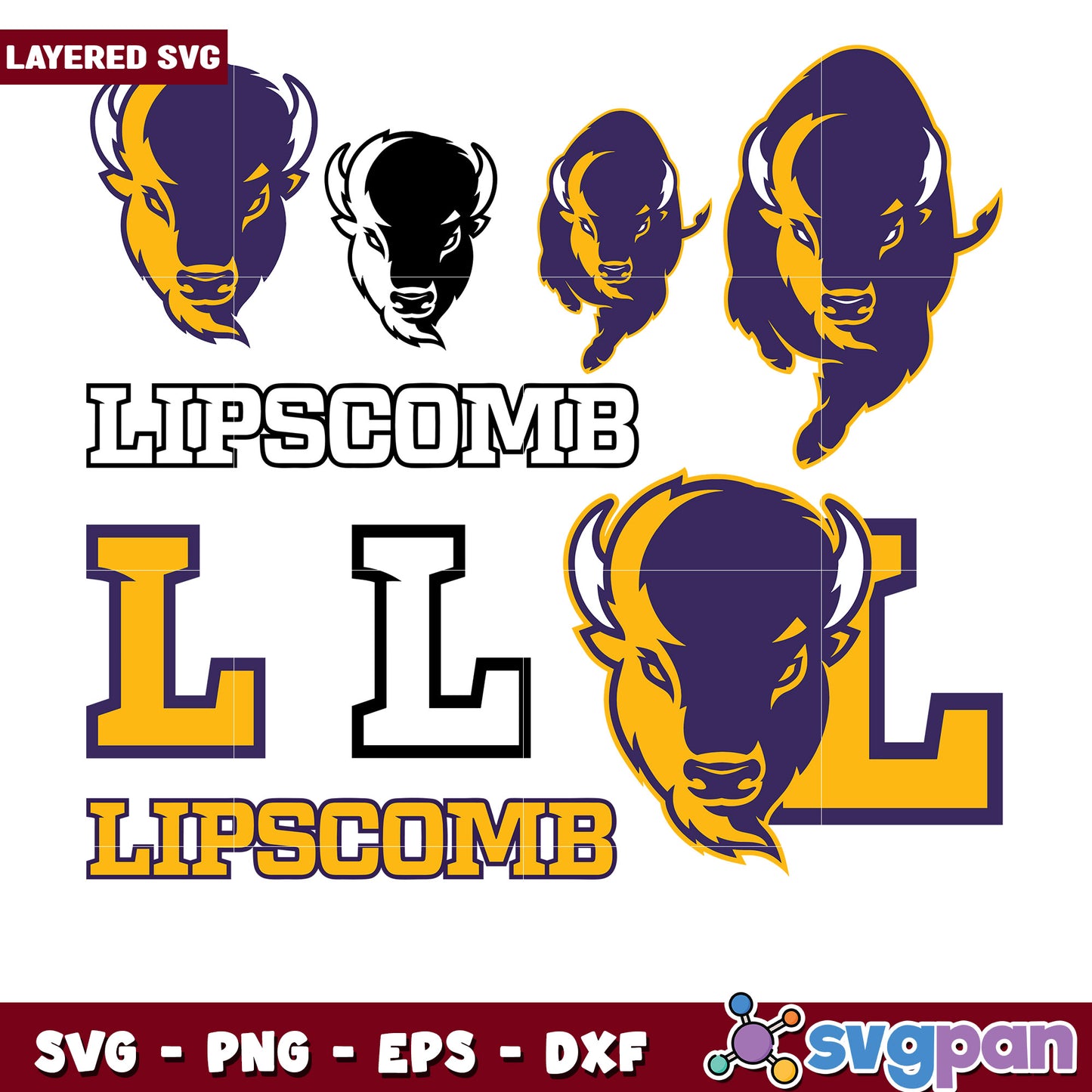 Lipscomb Bison SVG Bundle Layered Designs