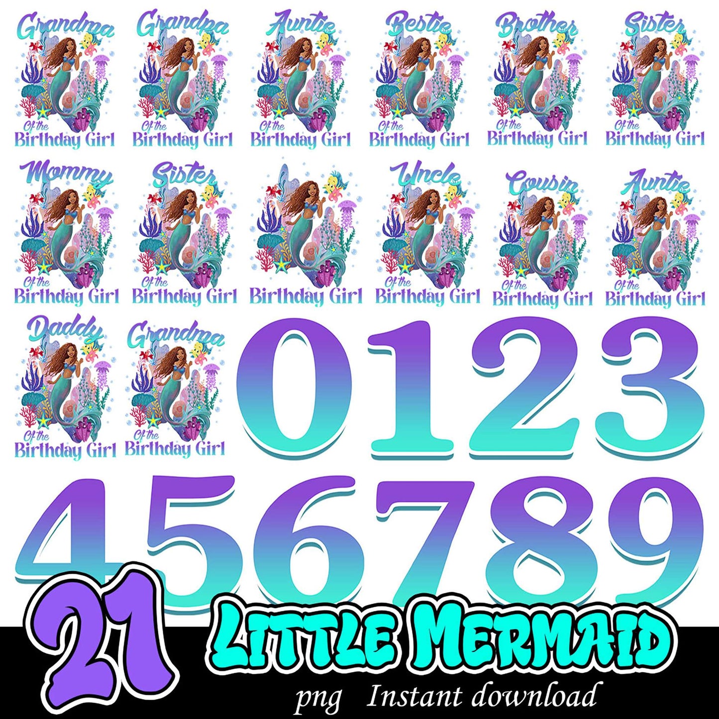 Little Mermaid SVG Bundle PNG Instant Download