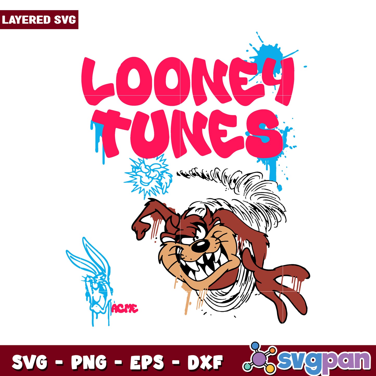 Looney Tunes layered SVG, colorful cartoon design for crafts
