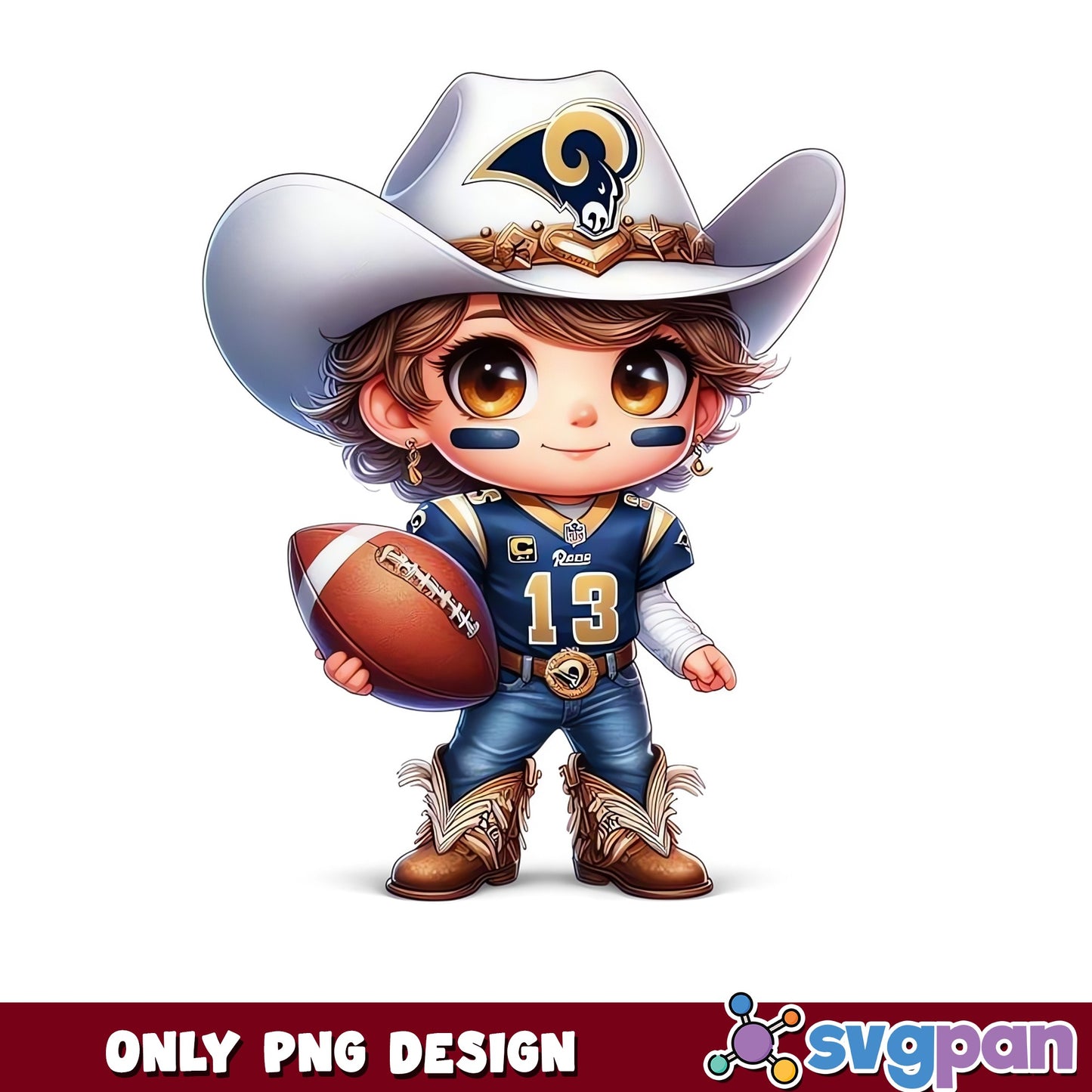 Los Angeles Rams Cowboy PNG, NFL Football Chibi PNG, Rams PNG