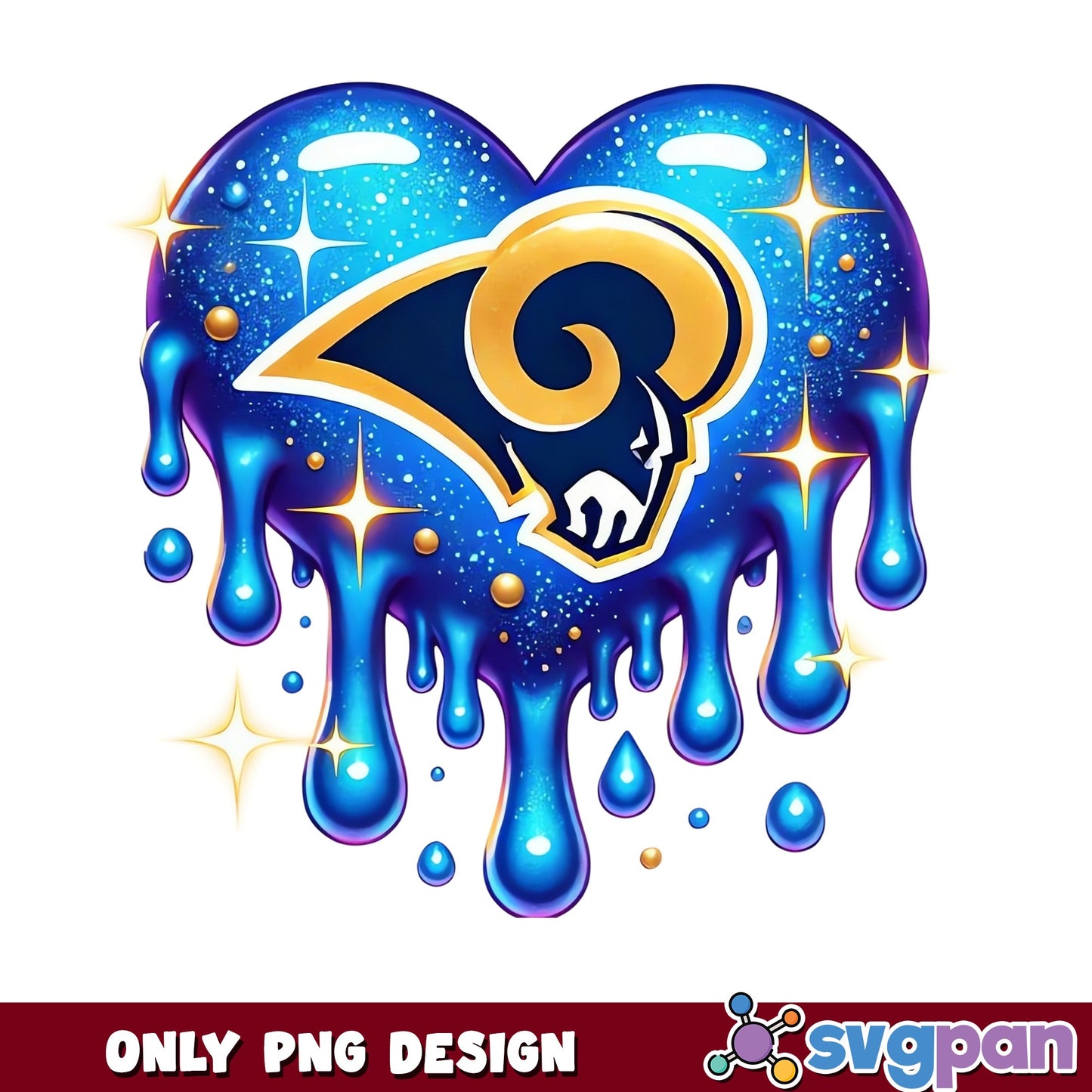 Los Angeles Rams Dripping Heart PNG, Rams NFL PNG, Football PNG