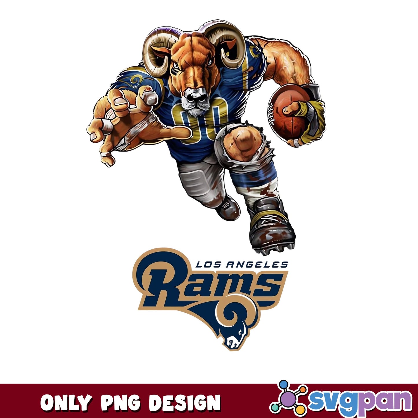 Los Angeles Rams PNG, NFL Football Mascot PNG, Rams Design PNG