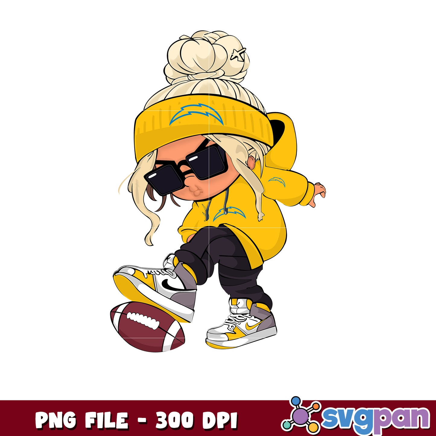 Los angeles chargers girl design png, game day vibes png png, nlf team logo png
