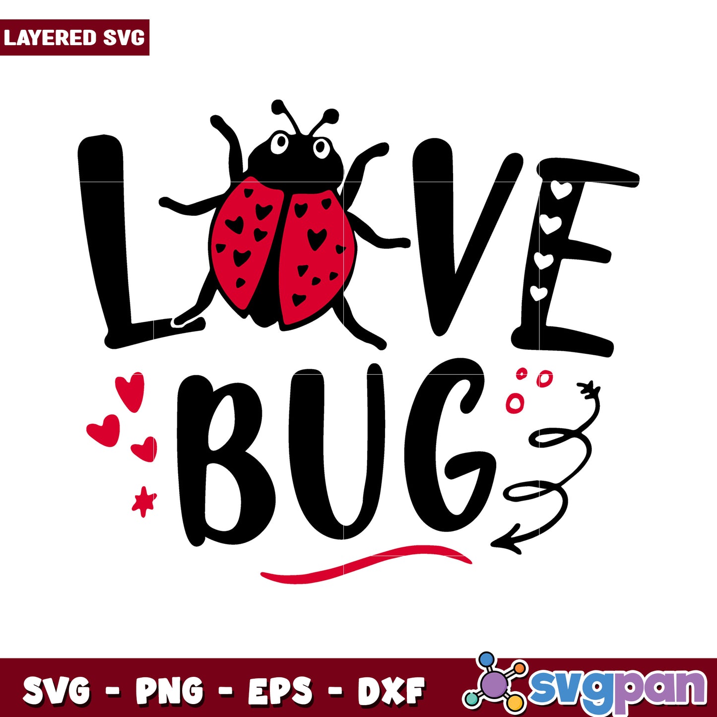 Love Bug SVG Design for Crafts, Cute Ladybug Themed Artwork