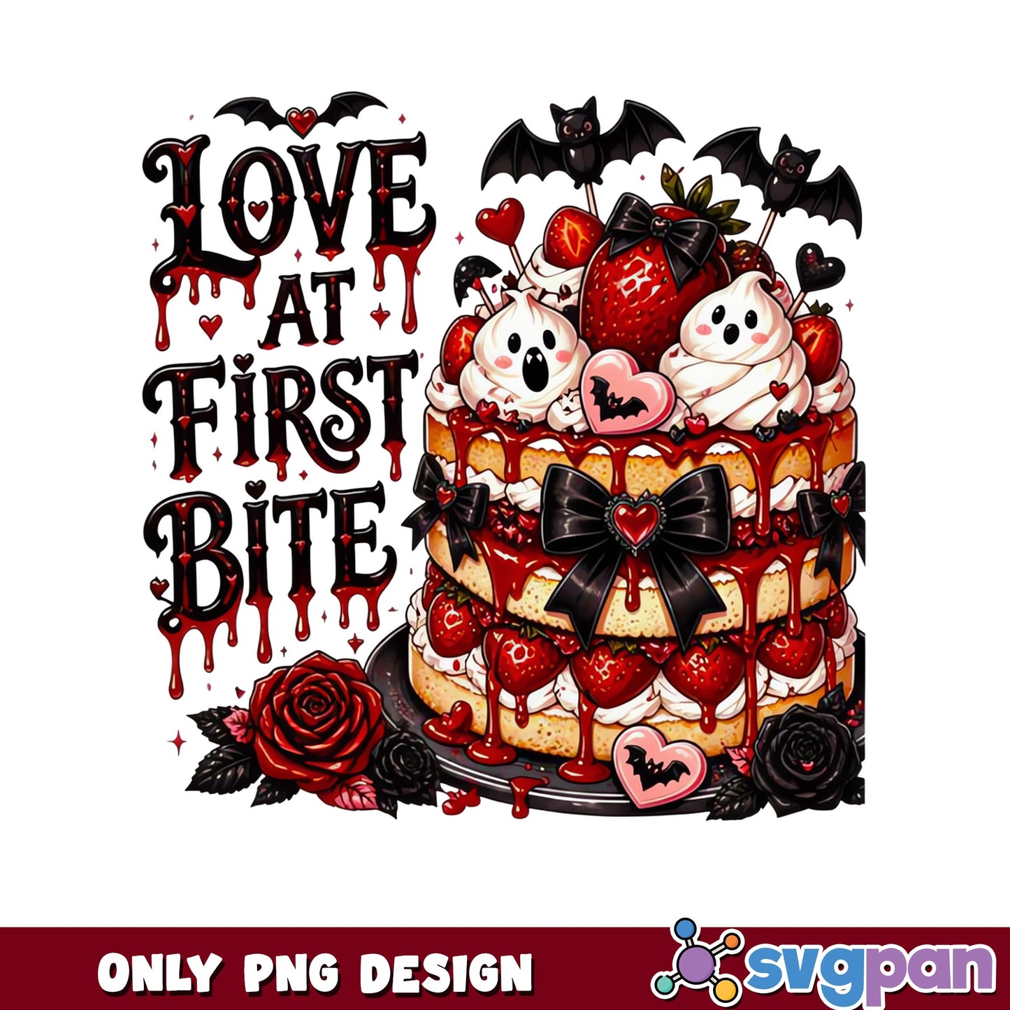 Love At First Bite Valentine PNG, Goth Valentine PNG, Halloween PNG