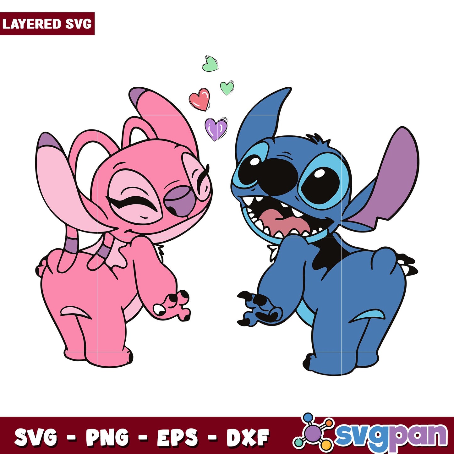 Love Stitch and Angel svg, Disney characters svg, Digital Download