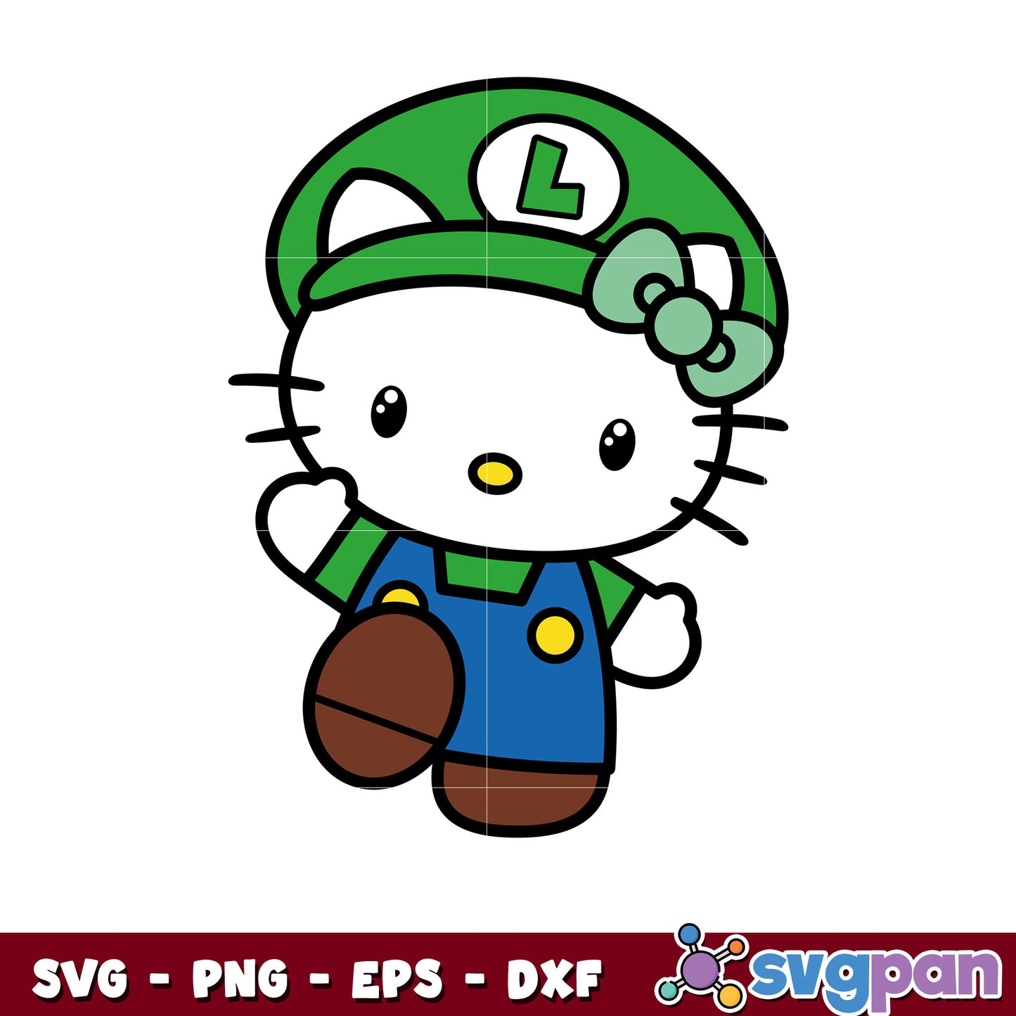 Luigi Hello Kitty svg, hello kitty svg, luigi mario svg