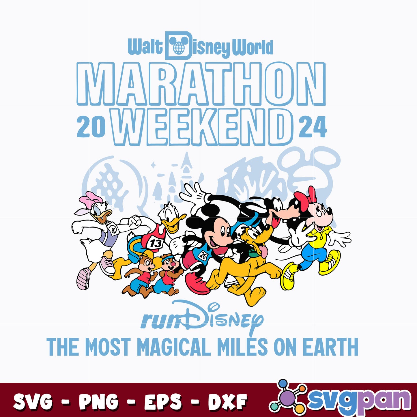 Mouse Cartoon Friends Marathon Weekend 2024 svg