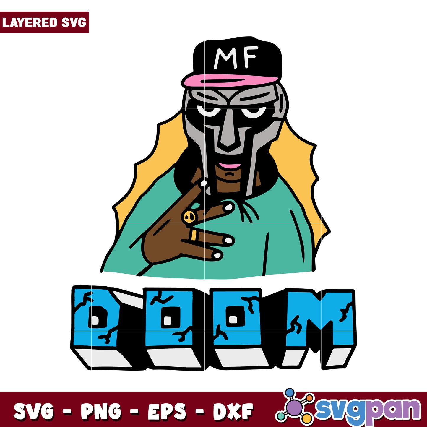 MF Doom layered SVG design, perfect for creative projects