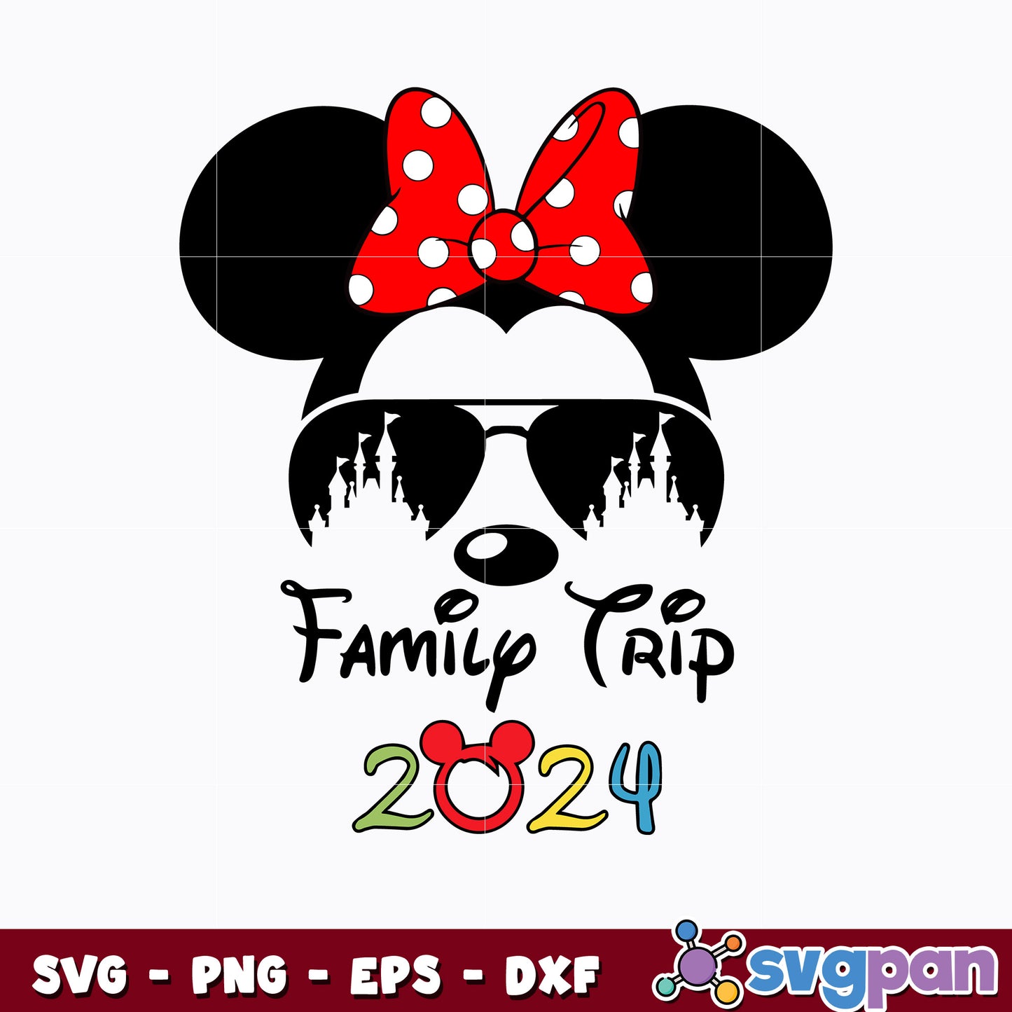 Minnie glasses family trip 2024 disney svg