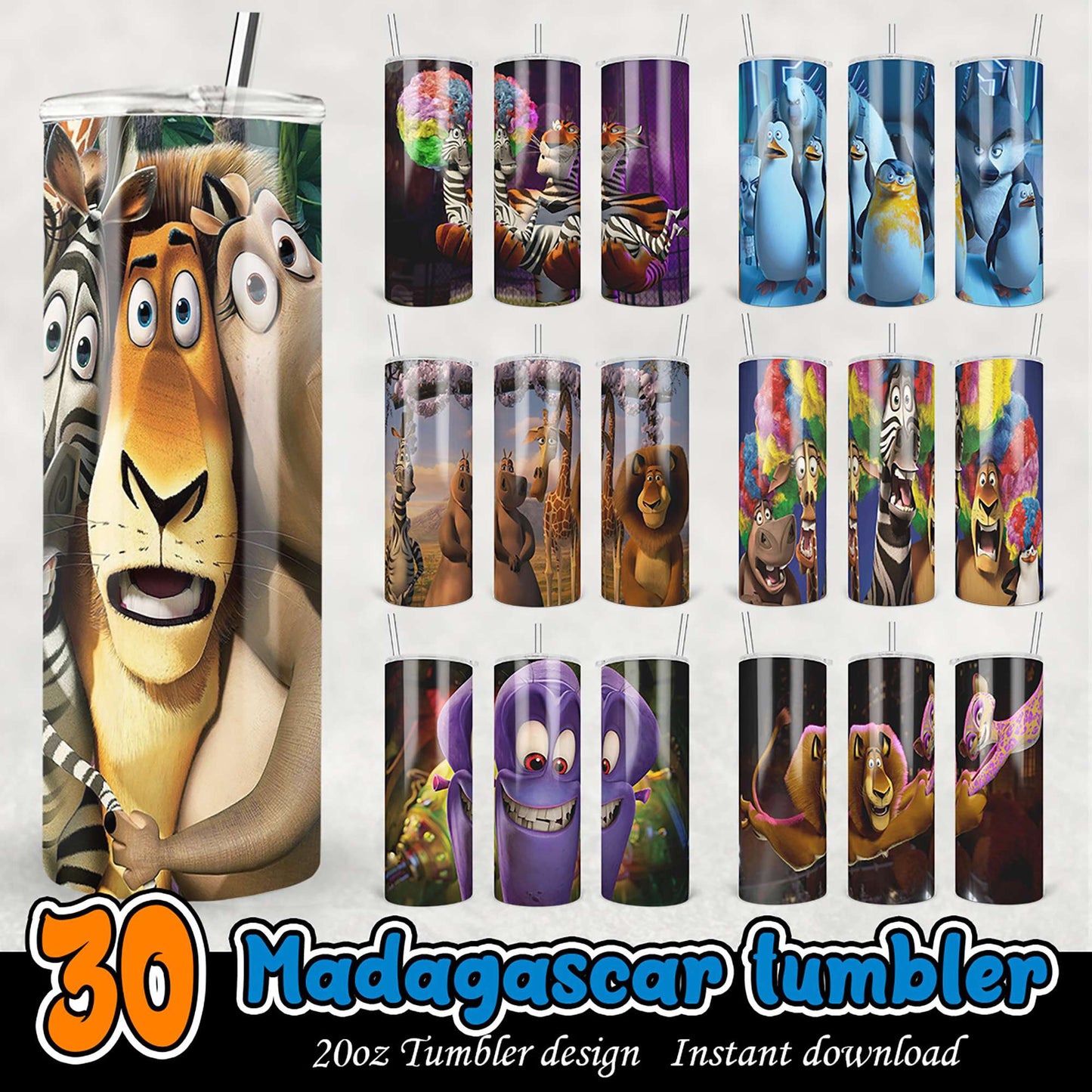 Madagascar Tumbler Designs 30 PNGs