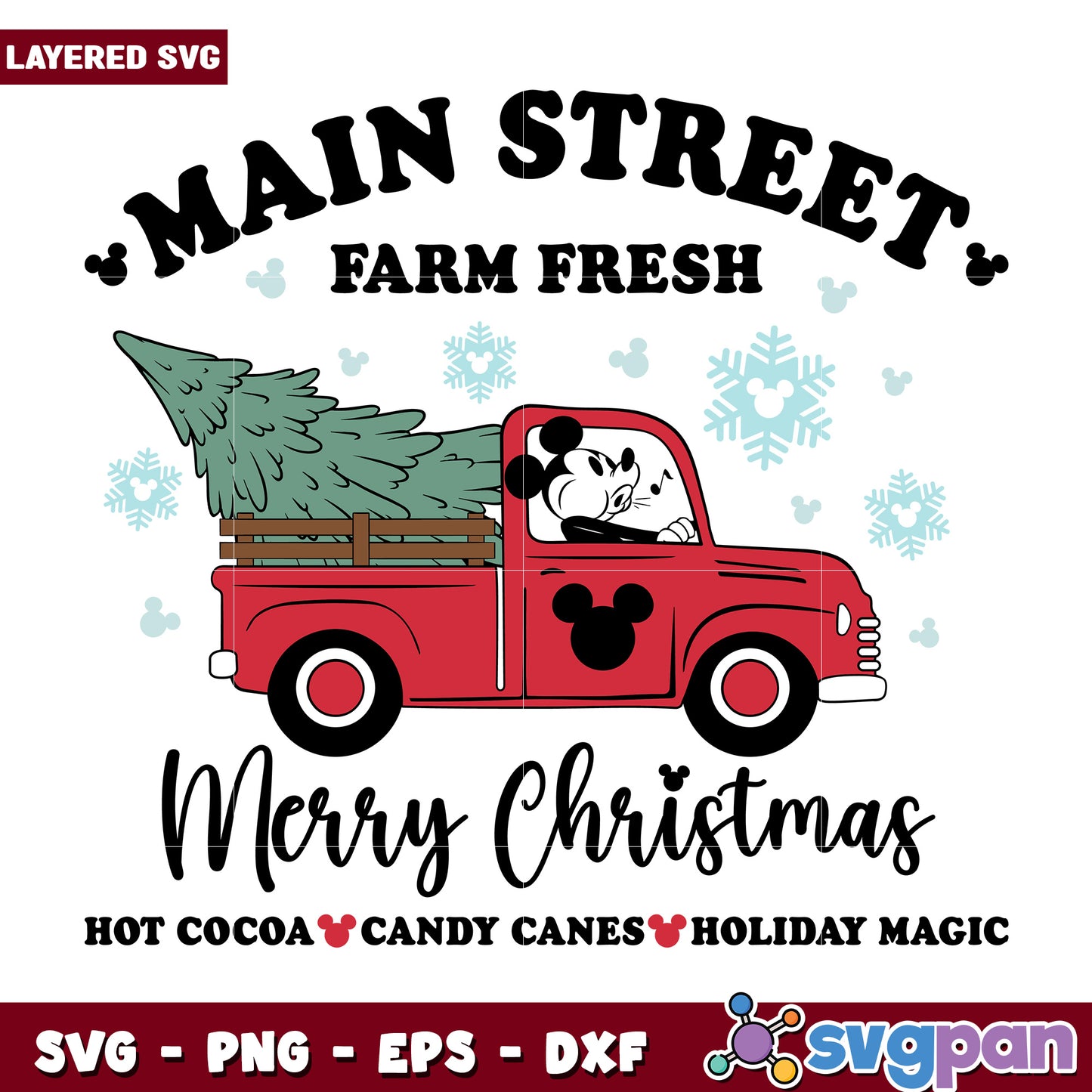 Main street chirstmas svg, disney charatcers svg, christmas cartoon svg
