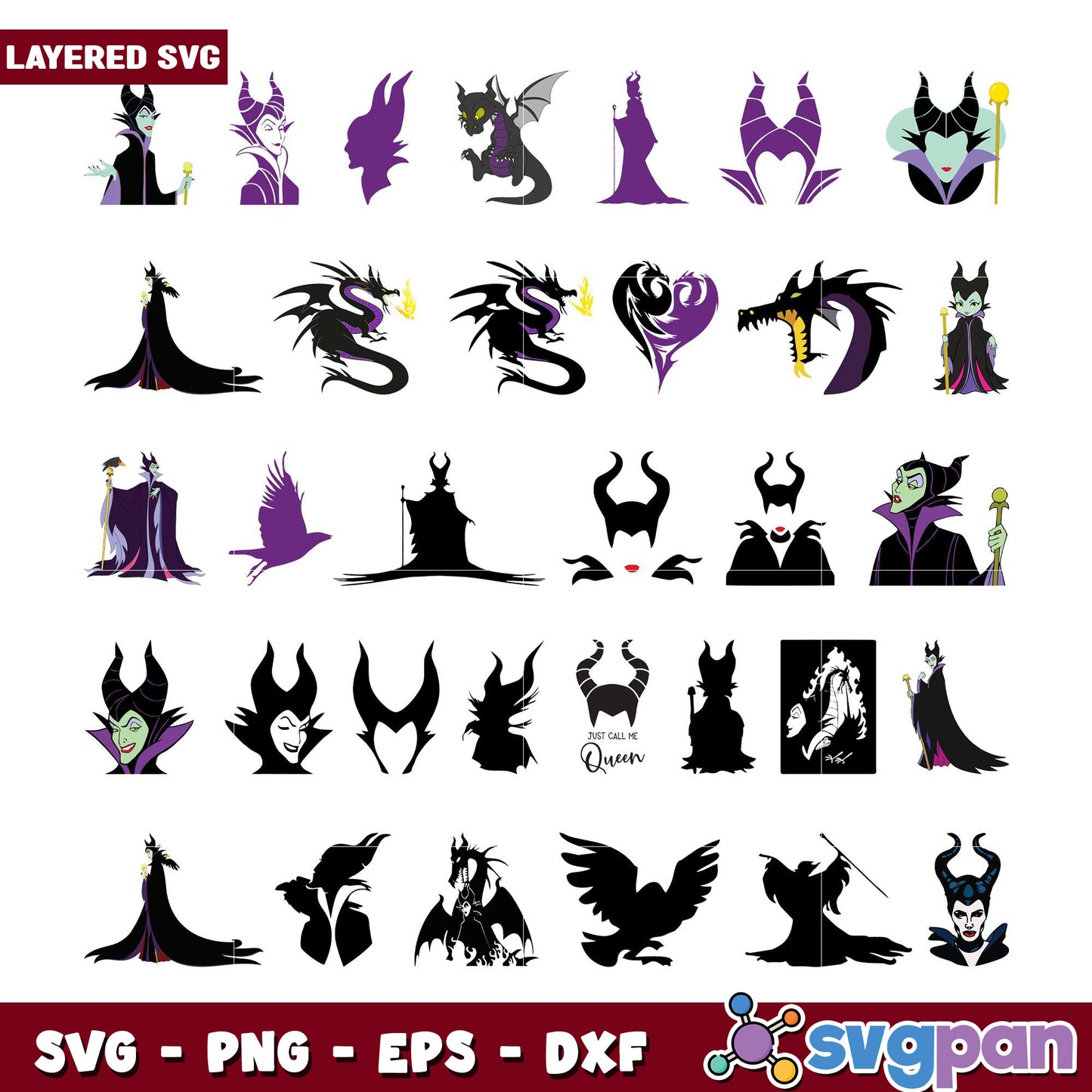 Maleficent SVG Bundle Layered Designs