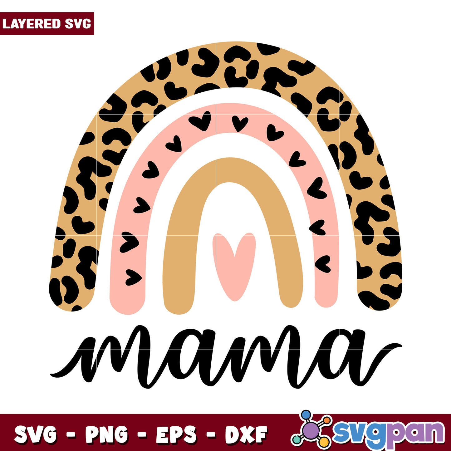 Mama Rainbow Design with Leopard Print, Perfect for Crafts and Gifts