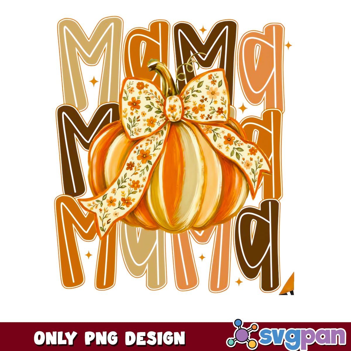 Mama Pumpkin Bow PNG, Fall Thanksgiving Mama PNG, Autumn PNG