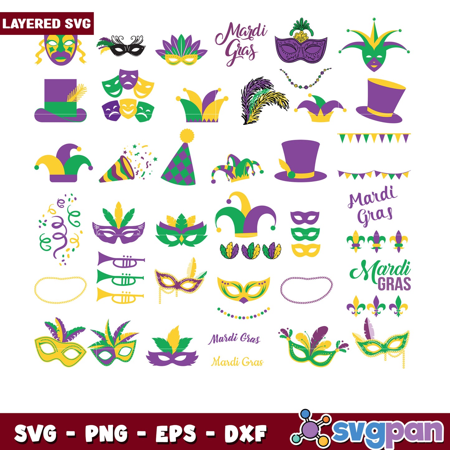 Mardi Gras SVG Bundle Layered Designs