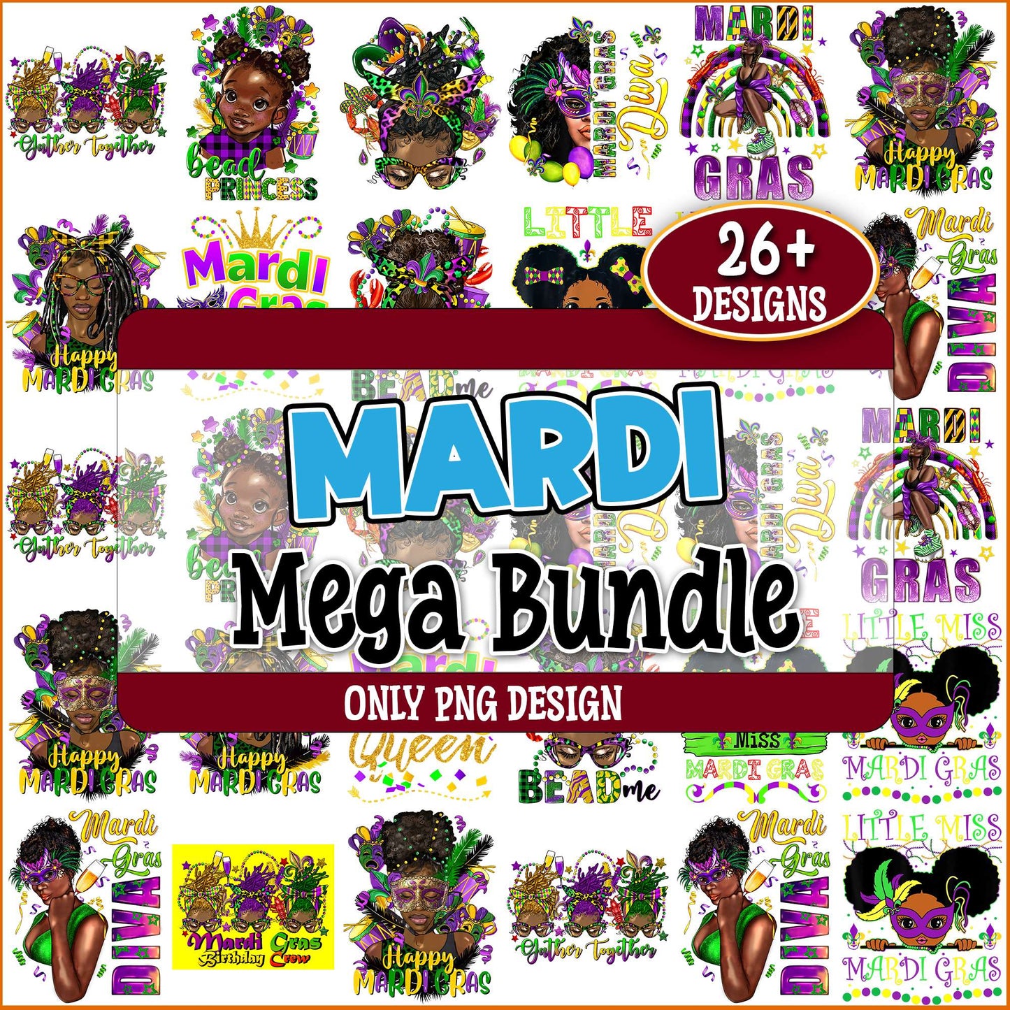 Mardi gras art png bundle
