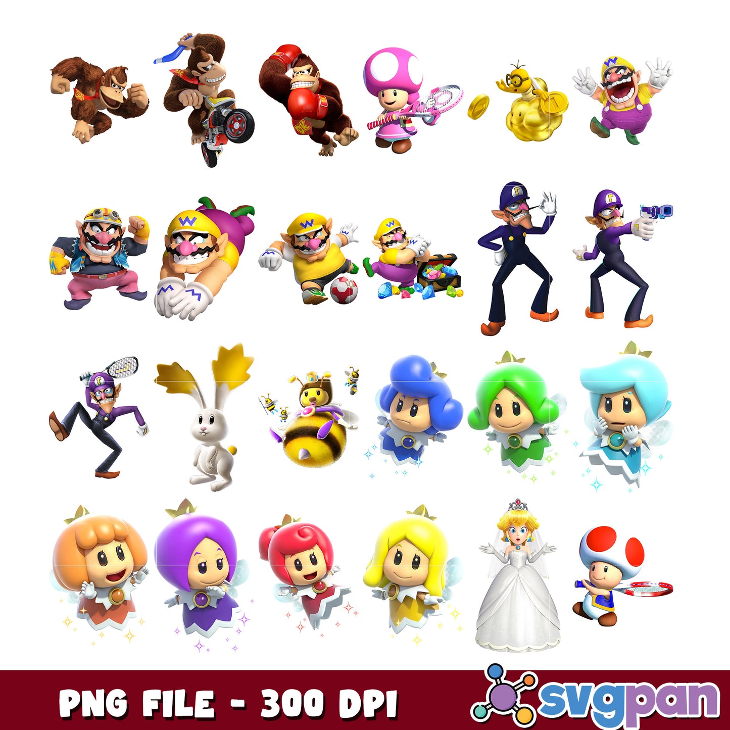 Mario Characters PNG Bundle 300 DPI