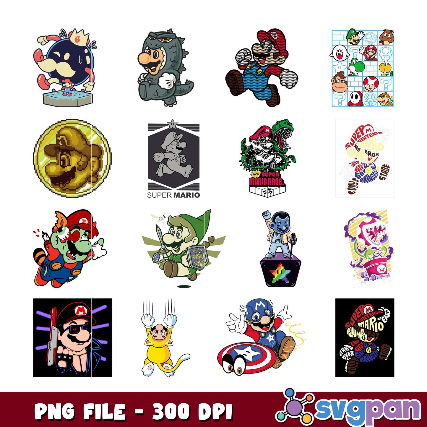 Mario PNG Bundle 300 DPI Designs