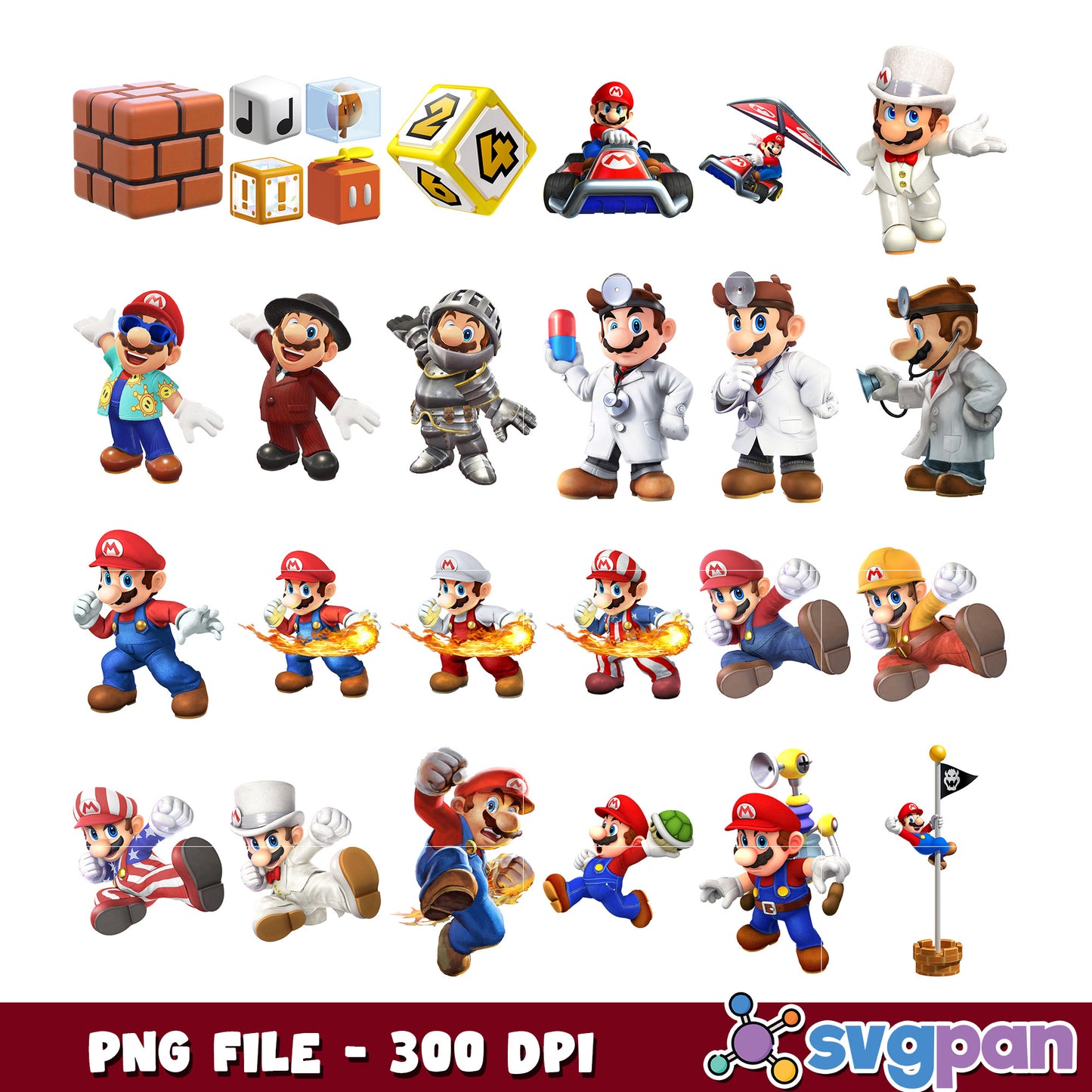 Mario PNG Bundle 300 DPI High Quality