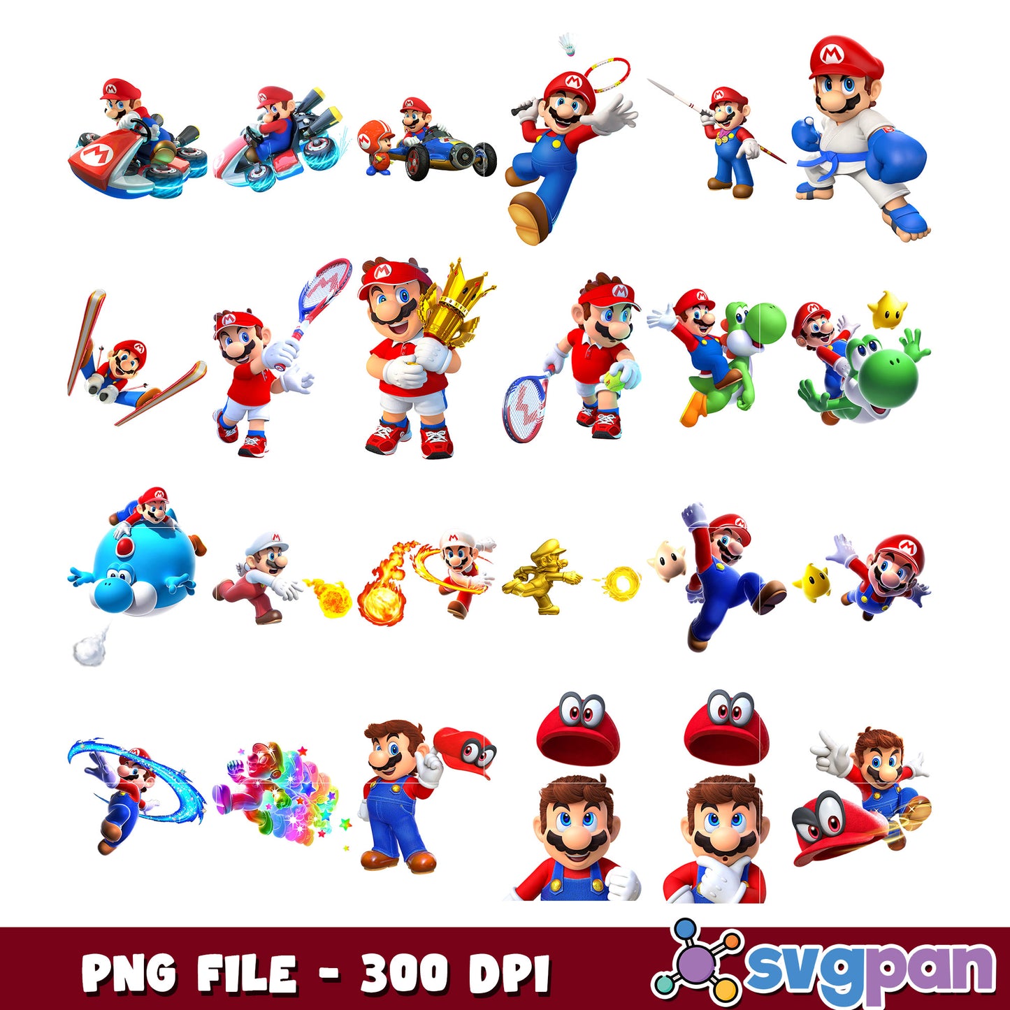 Mario PNG Bundle 300 DPI Images