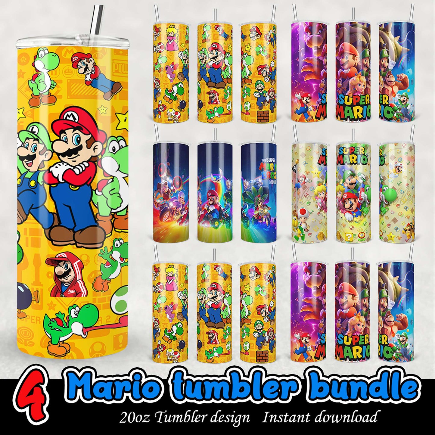 Mario Tumbler Bundle PNG Instant Download