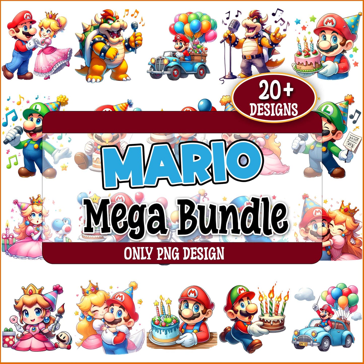 Mario birthday art png bundle