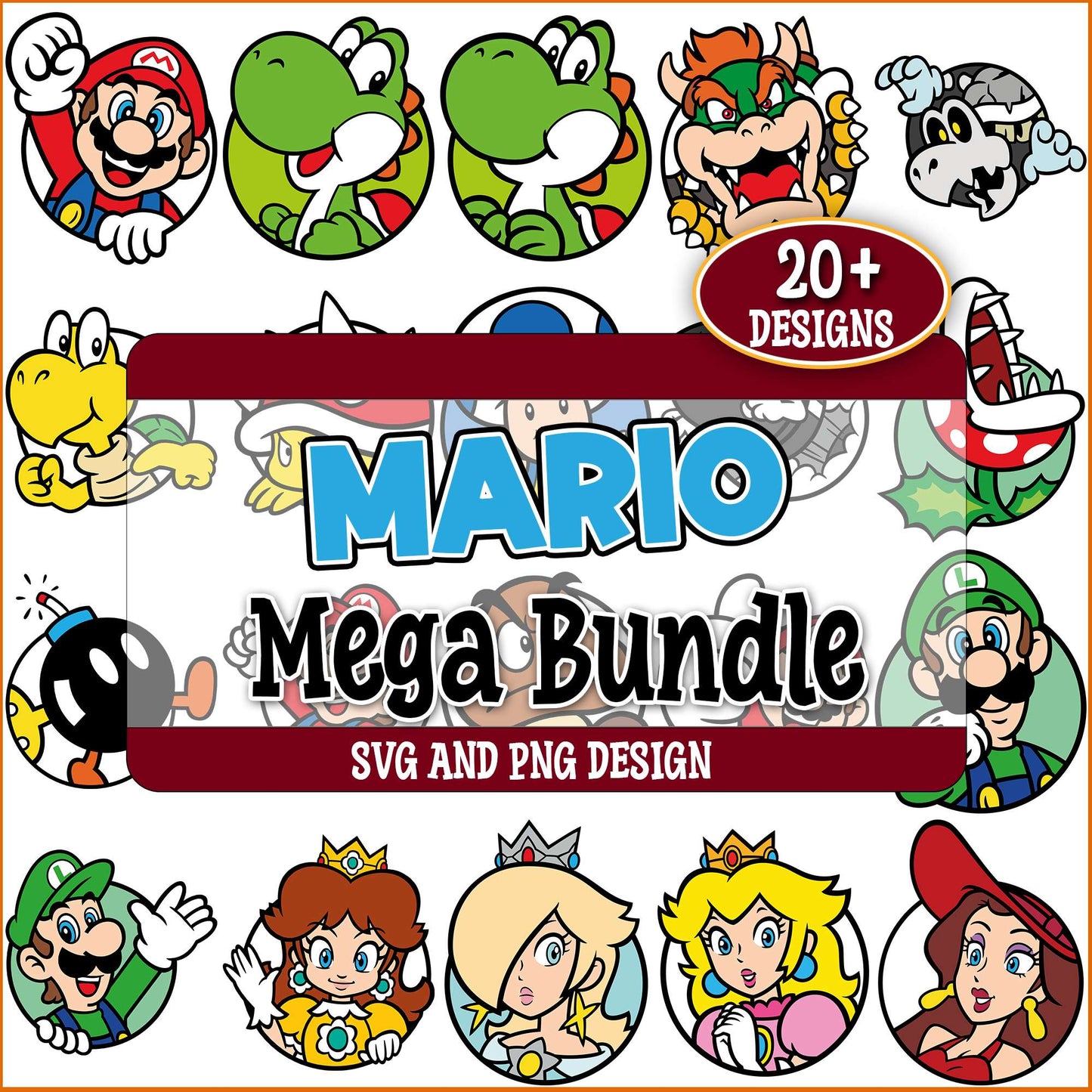 Mario characters avatar svg bundle