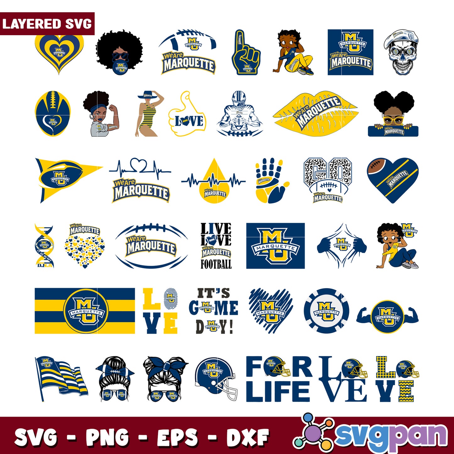 Marquette University SVG Bundle Layered Designs