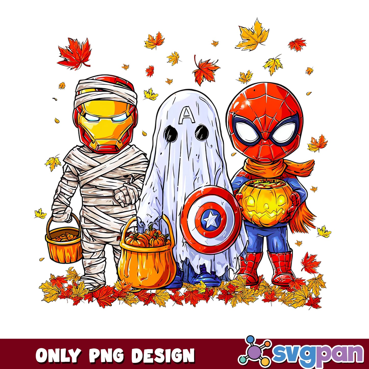 Marvel Superheroes Halloween Trick Or Treat Mummy PNG, Autumn, PNG