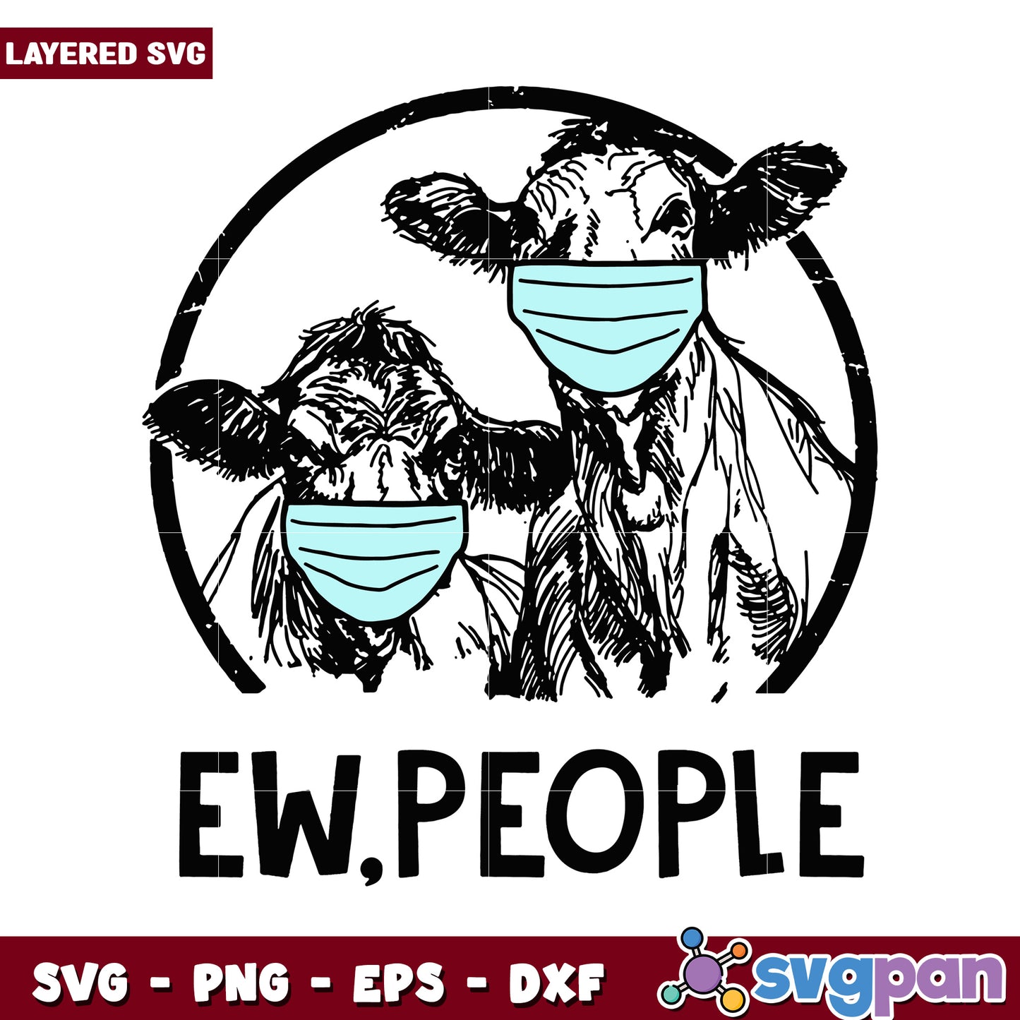 Masked Cows SVG Design, Fun and Quirky Nature Art for Crafts