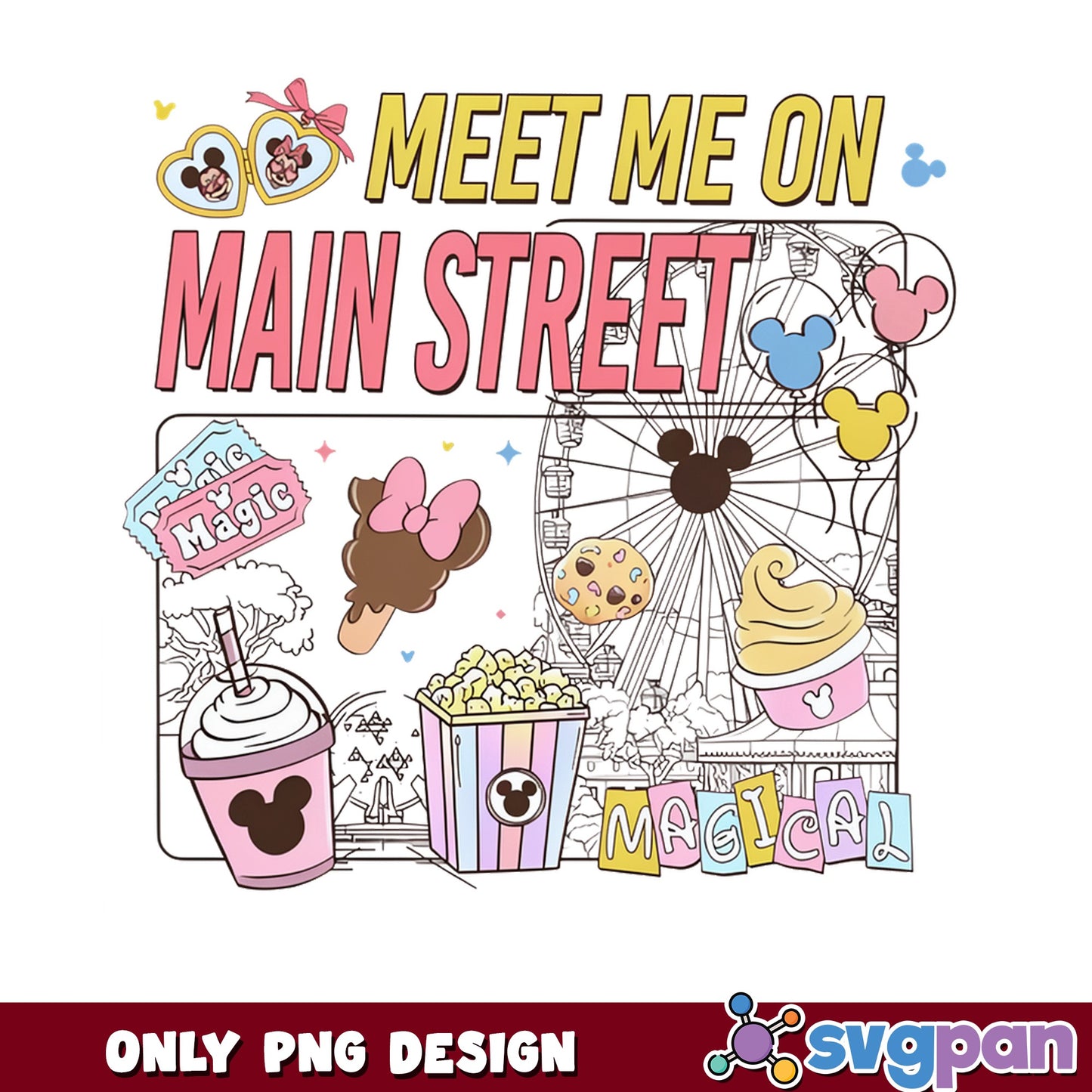 Meet Me On Main Street Disney PNG, Mickey Mouse PNG, Magical Disney Trip PNG
