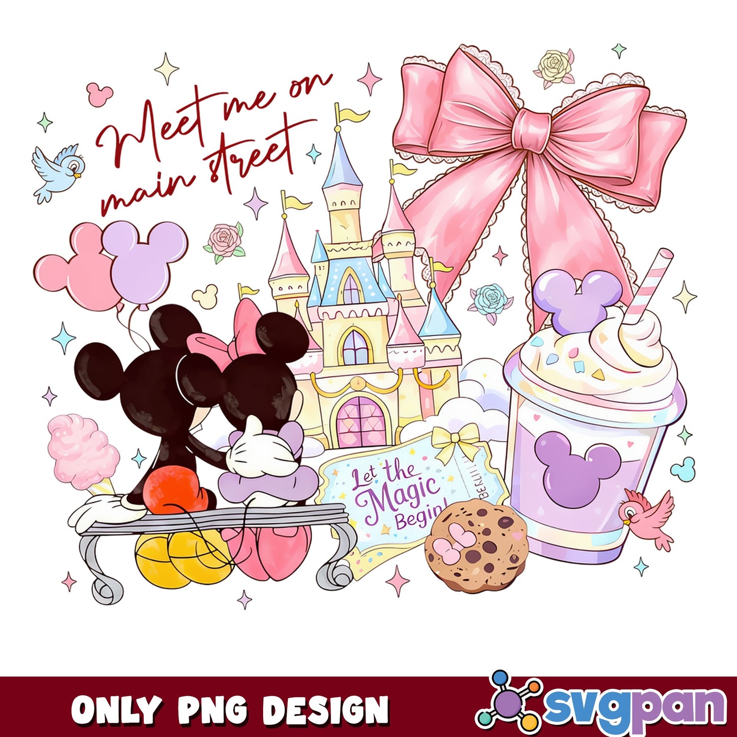 Meet Me On Main Street Mickey Minnie PNG, Disney Castle PNG, Disney Trip PNG