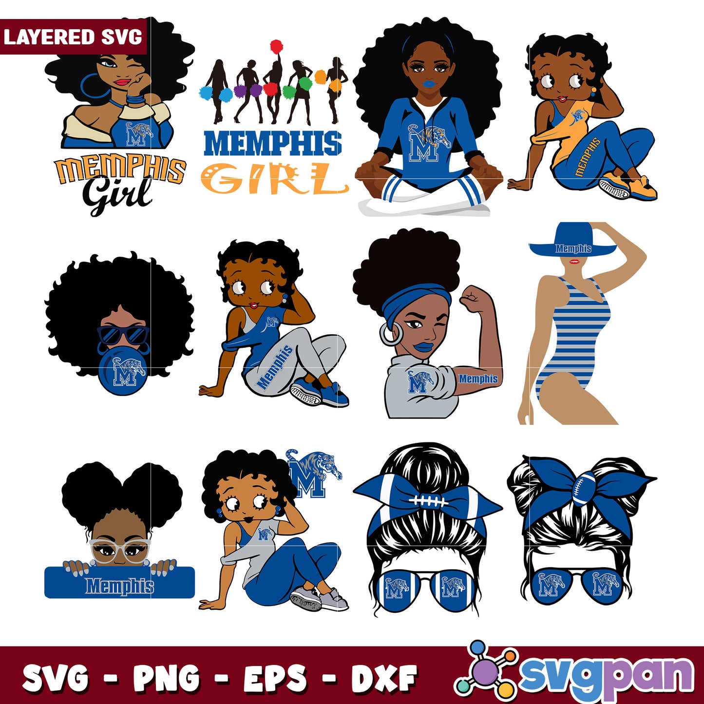Memphis Girl SVG Bundle Layered Designs
