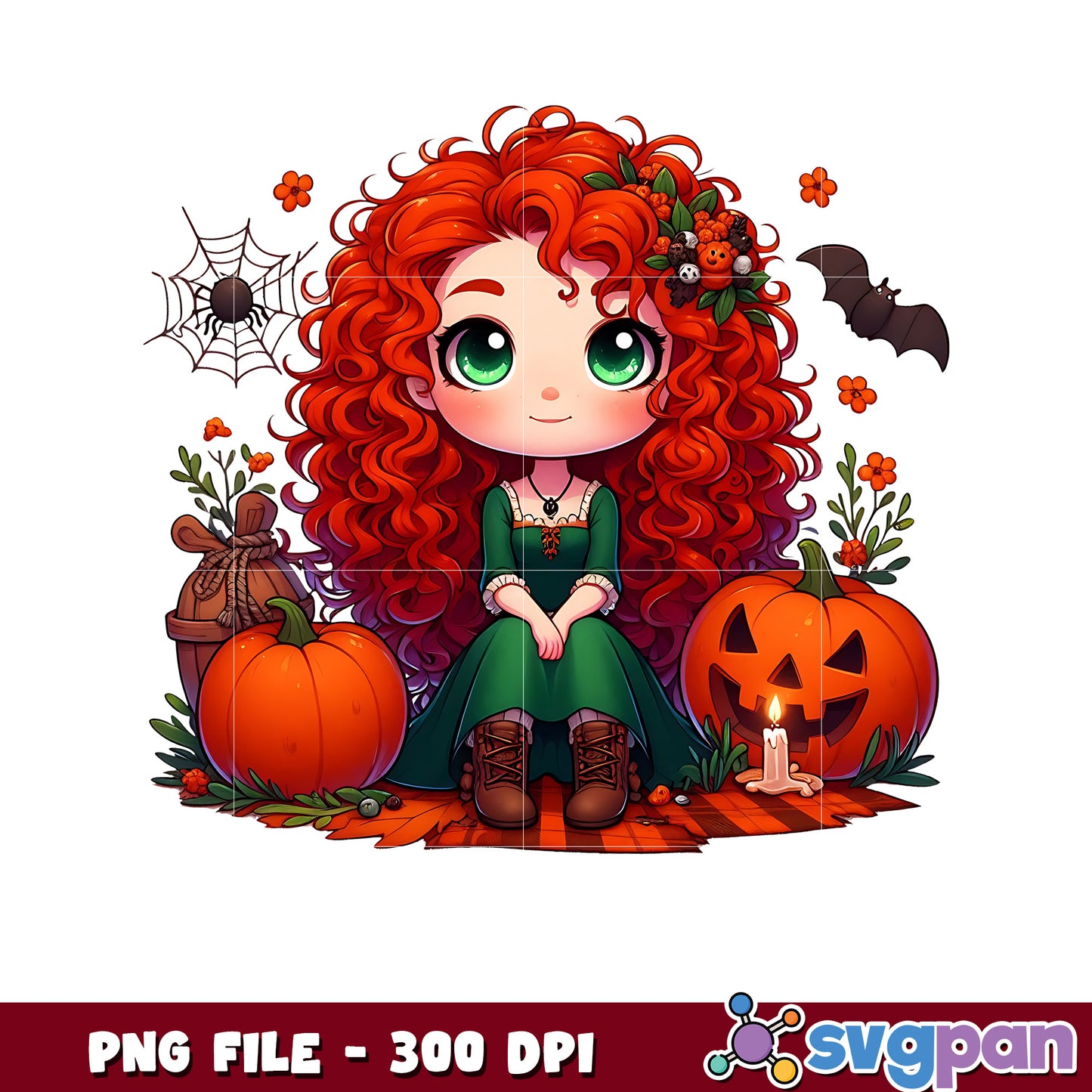 Merida halloween png, spooky season png, halloween cartoons png