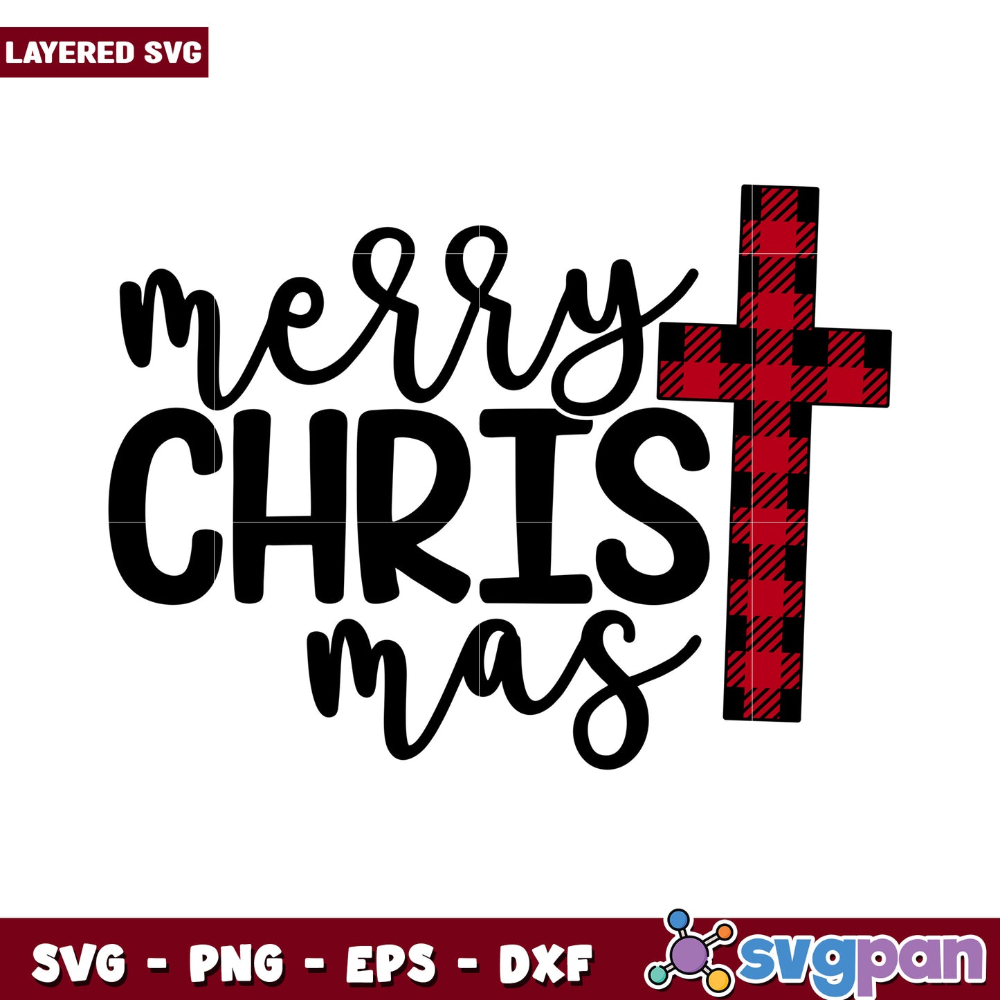Merry Christmas Layered SVG Design, Perfect for Holiday Crafts
