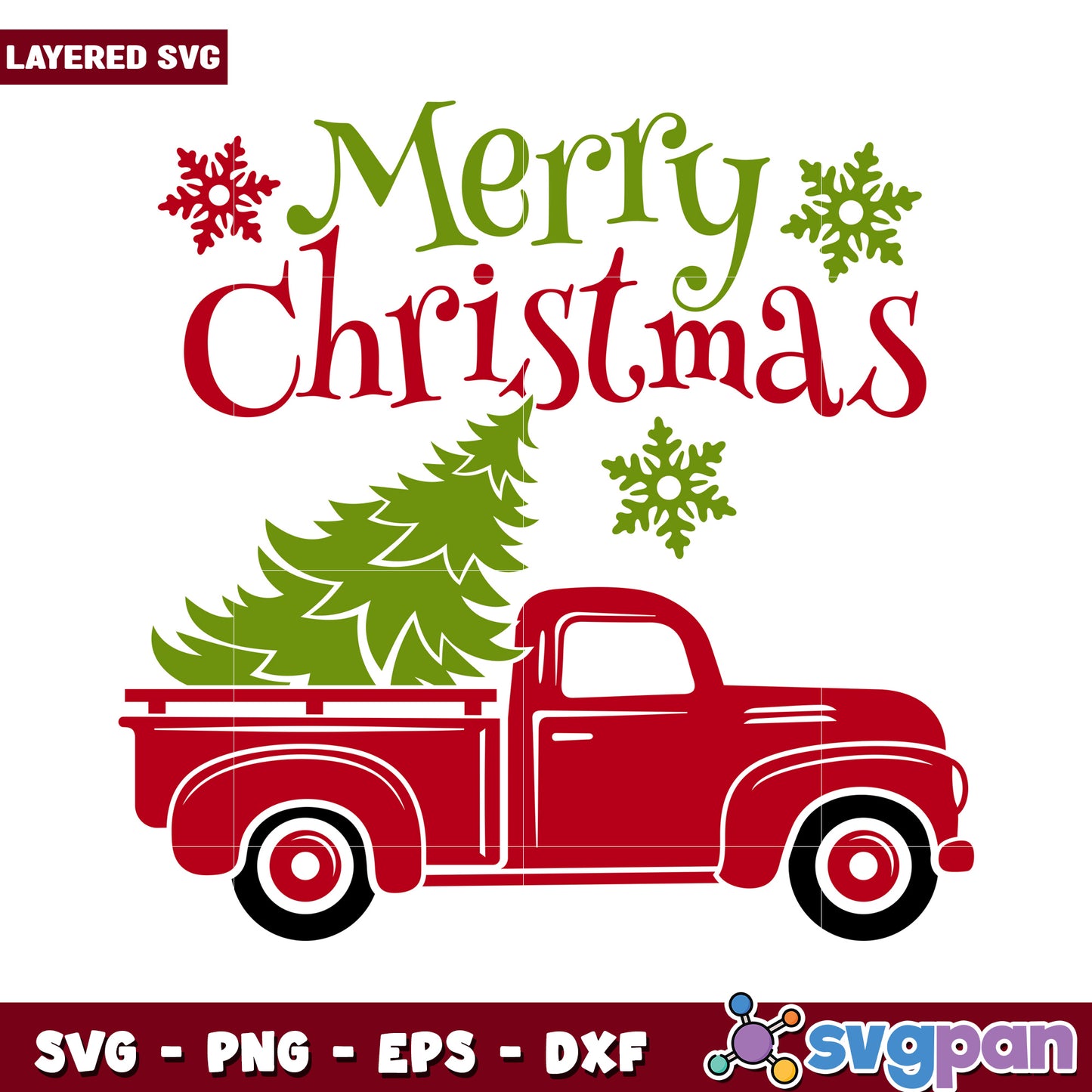 Merry Christmas Red Truck SVG Design, Perfect for Holiday Crafts
