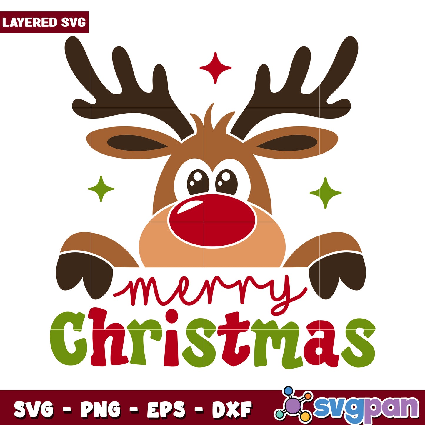 Merry Christmas Reindeer SVG download, perfect for festive crafts