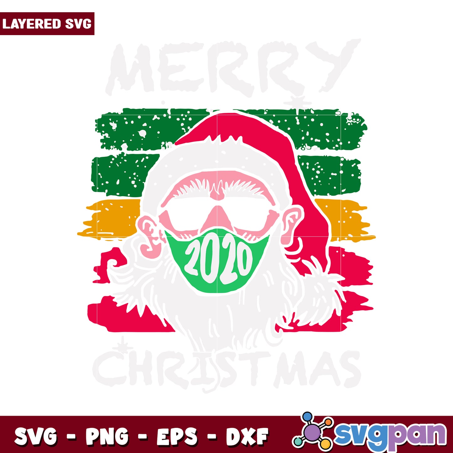Merry Christmas Santa with Mask 2020 SVG, perfect for festive crafts