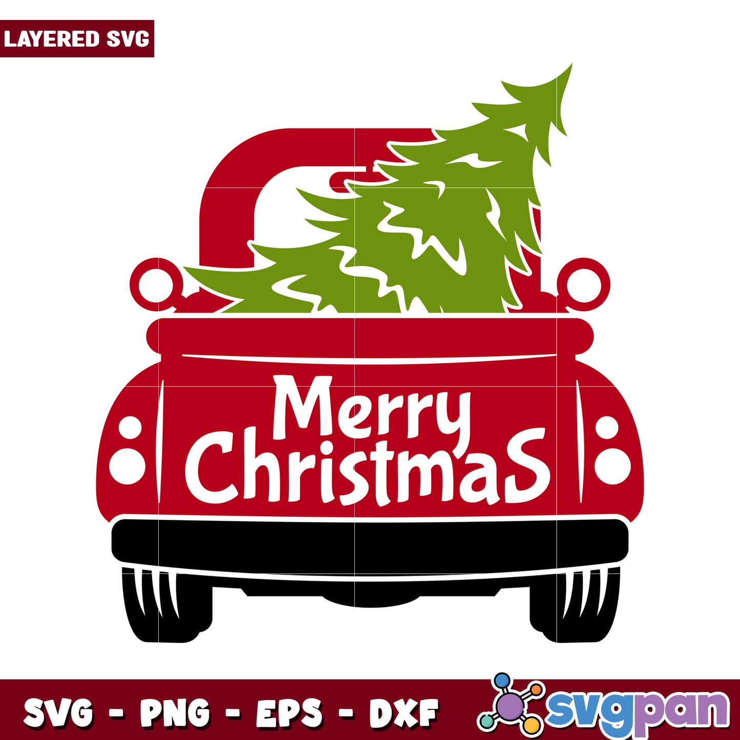 Merry Christmas Truck SVG Design, Perfect for Holiday Crafts