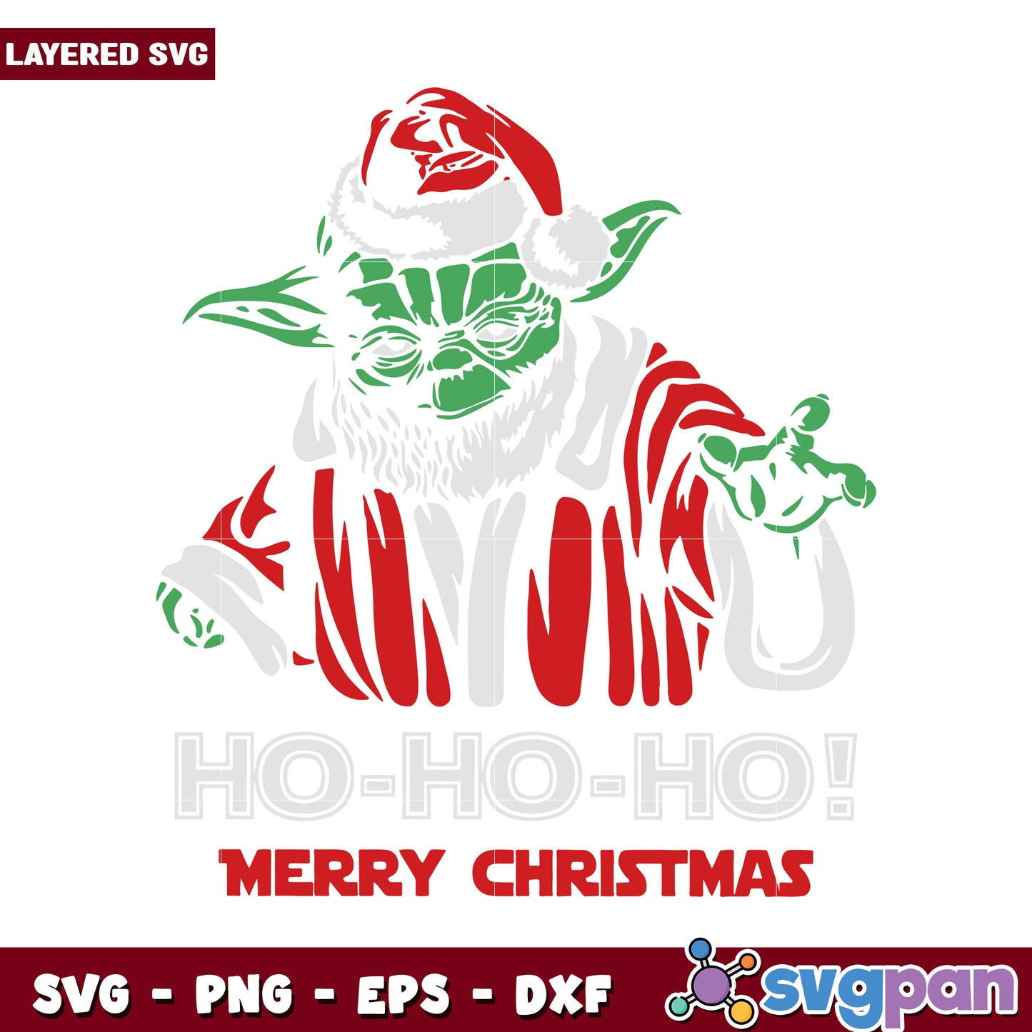 Merry Christmas Yoda SVG Design, festive holiday decorations available