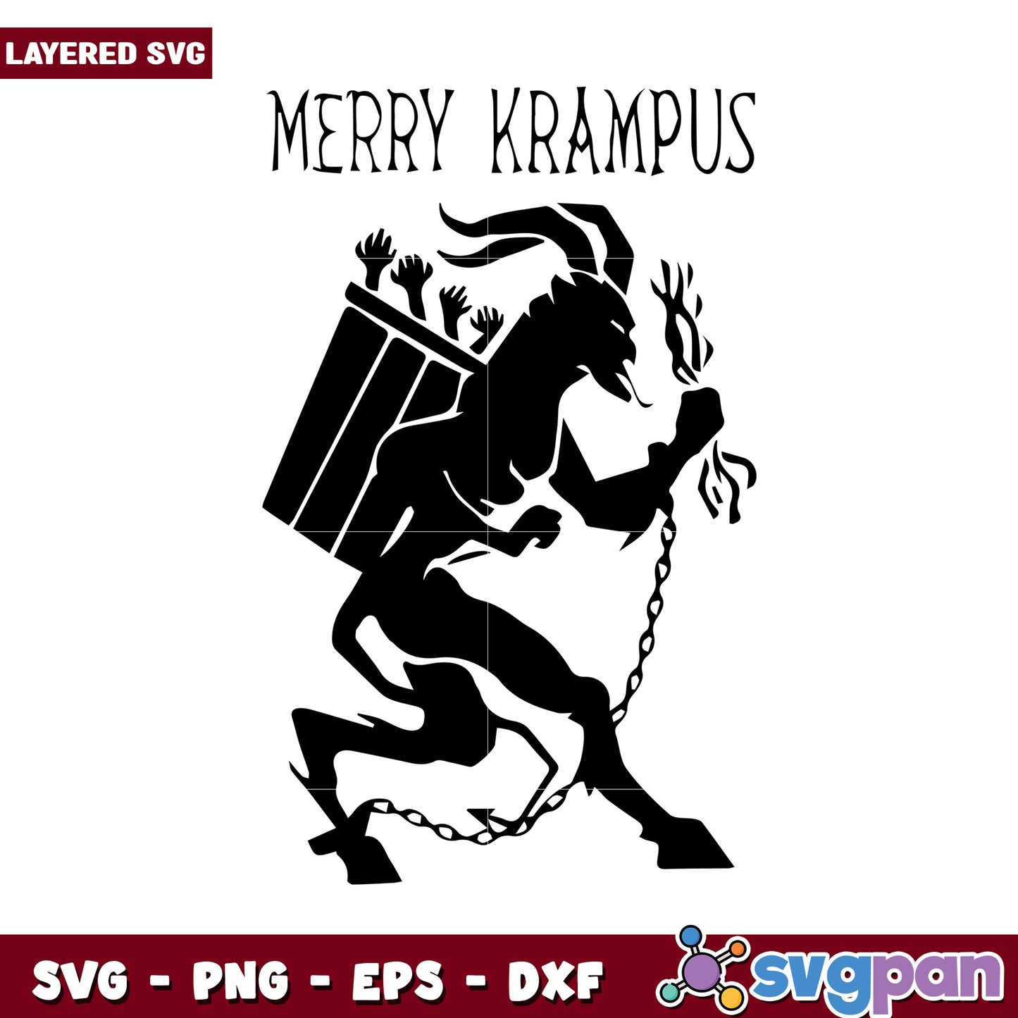 Merry Krampus SVG design for festive crafts, perfect for holiday decor