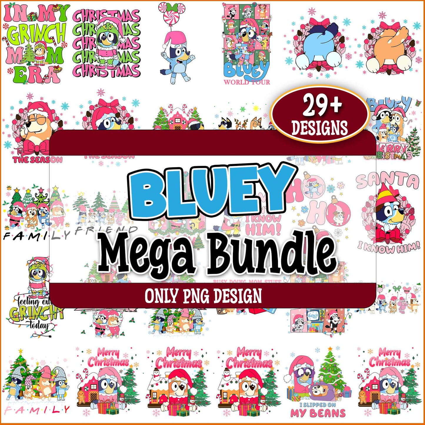 Merry blueymas collections png bundle
