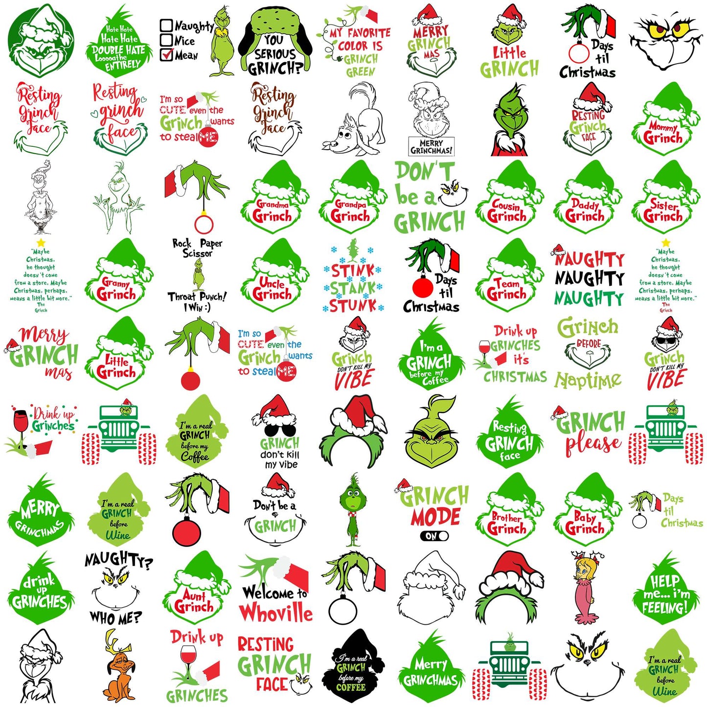Merry grinchmas collection svg bundle, the grinch svg, christmas tree svg