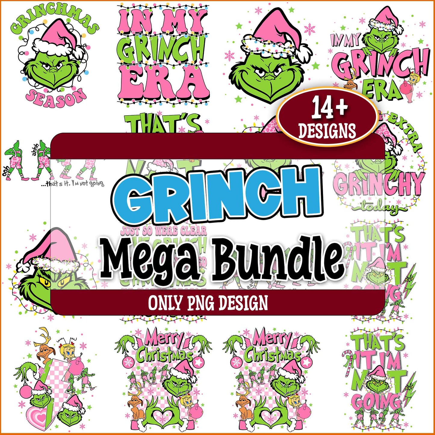 Merry grinchmas design png bundle