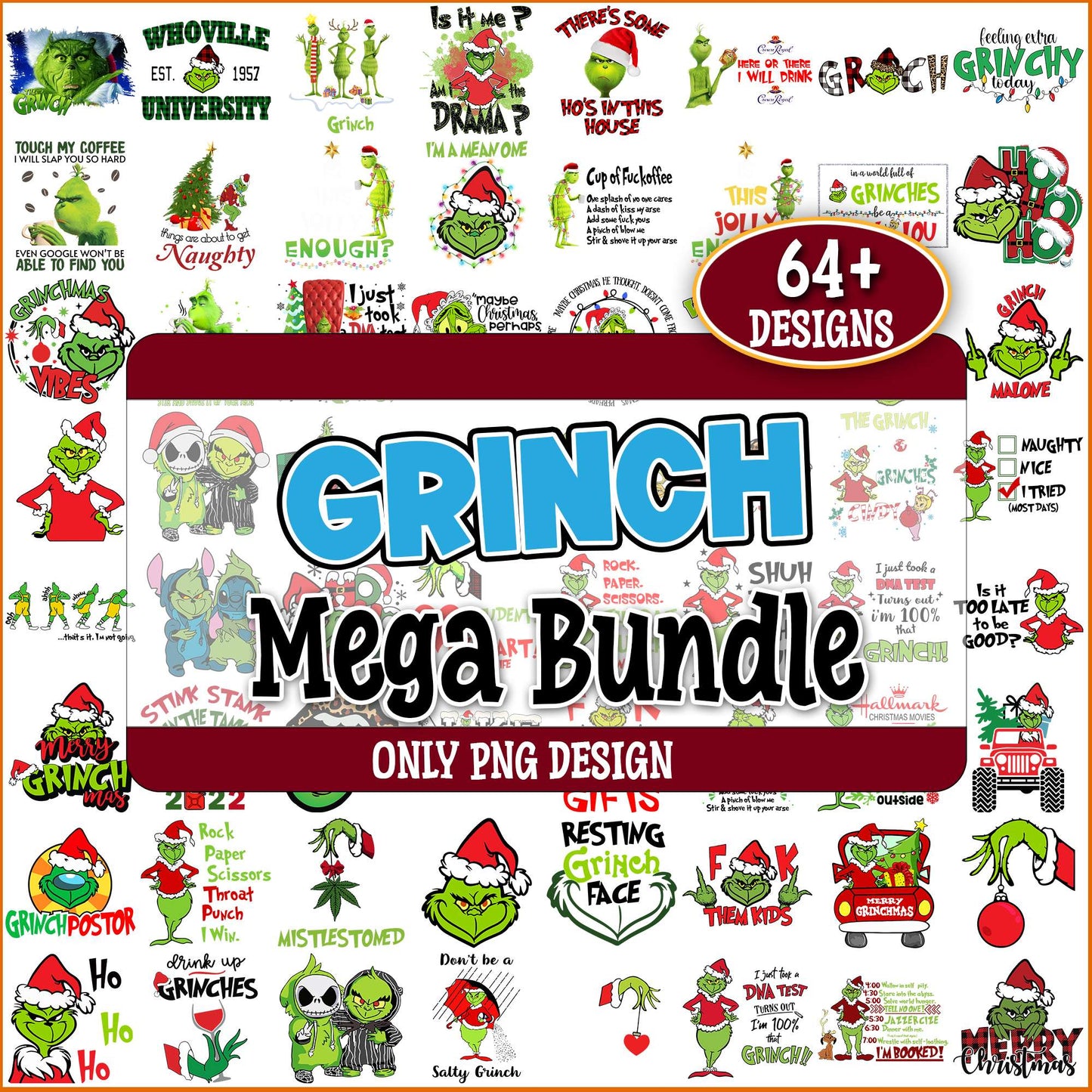 Merry grinchmas images png bundle