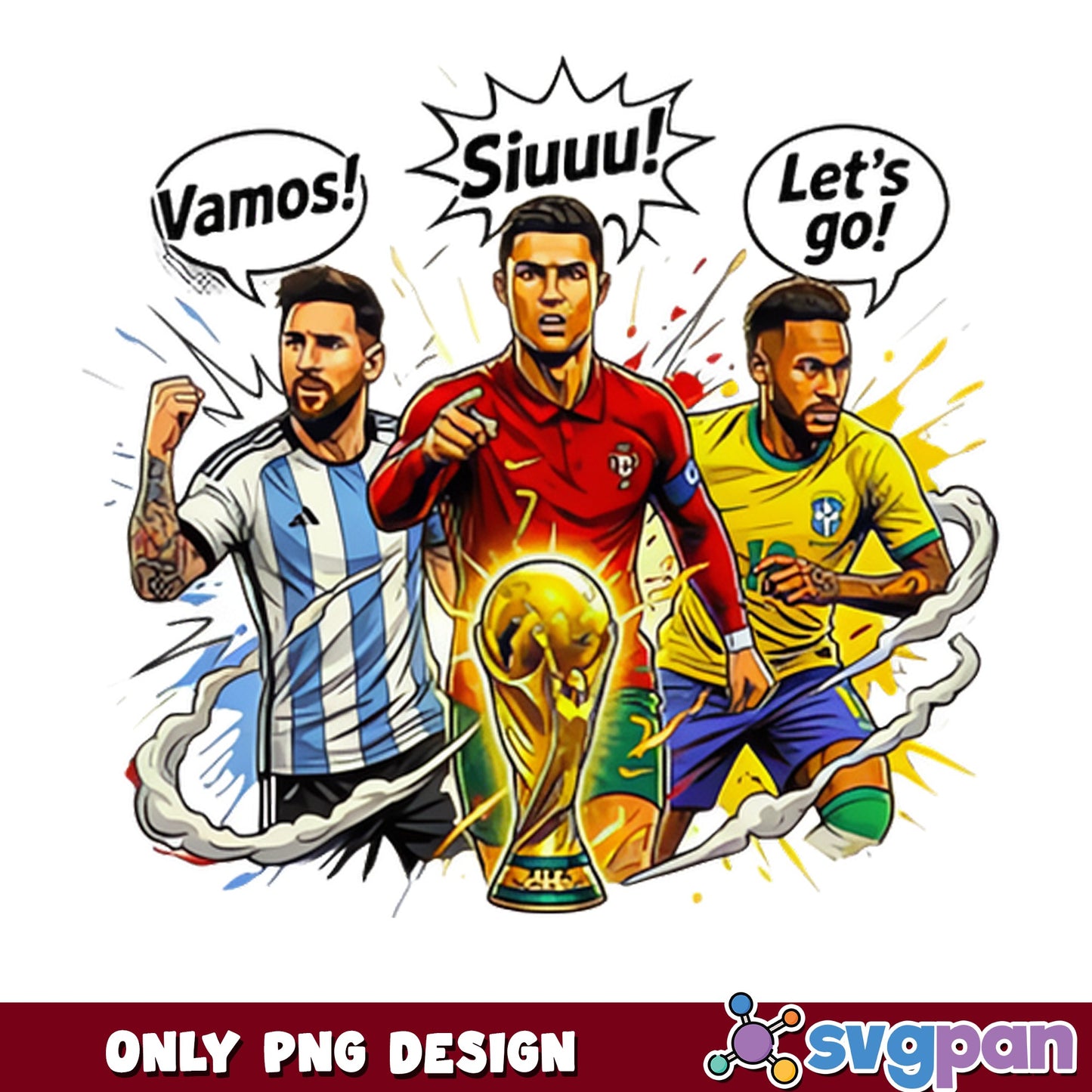 Messi Ronaldo Neymar World Cup PNG, Soccer Legends PNG, Football PNG